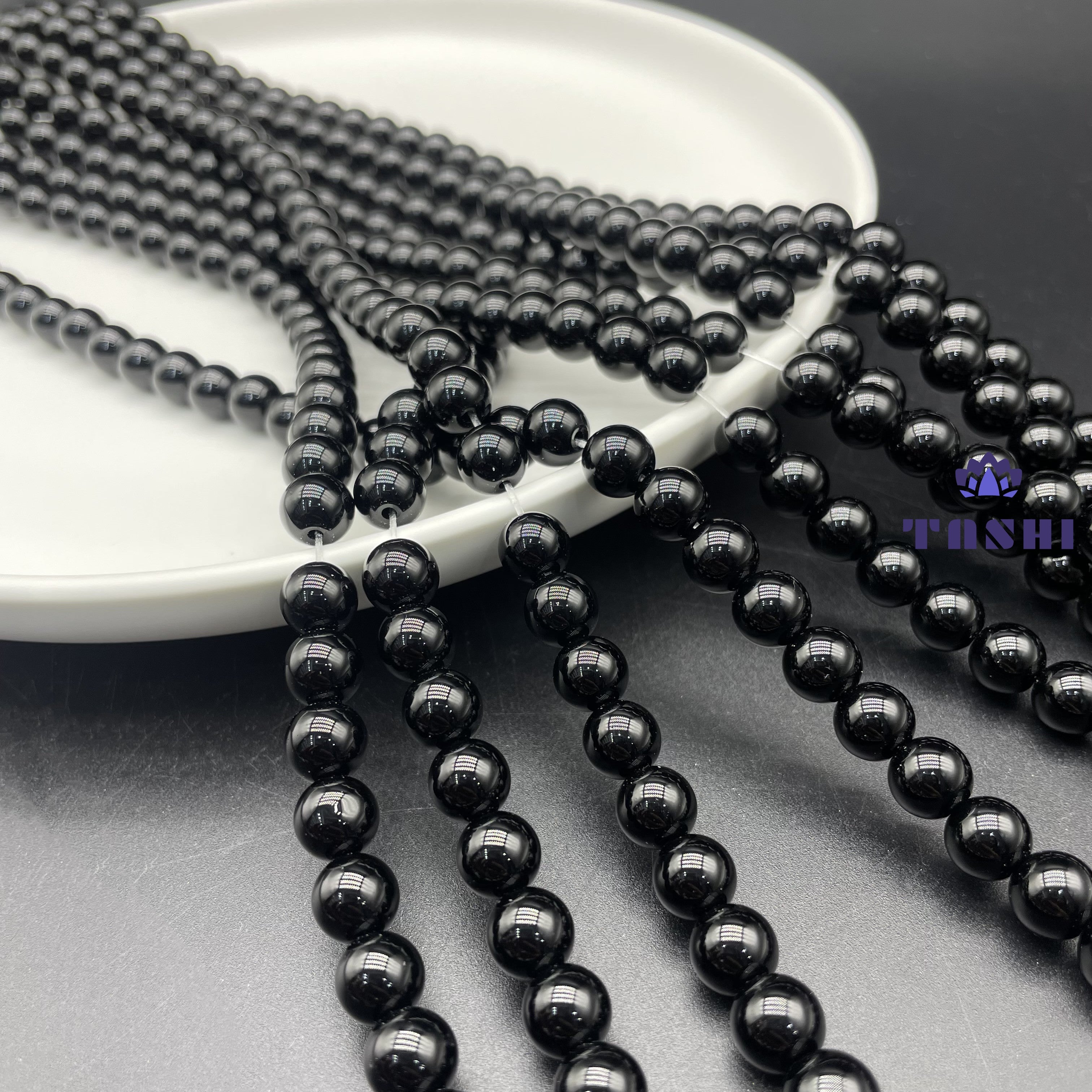 Black Obsidian Beads Strands