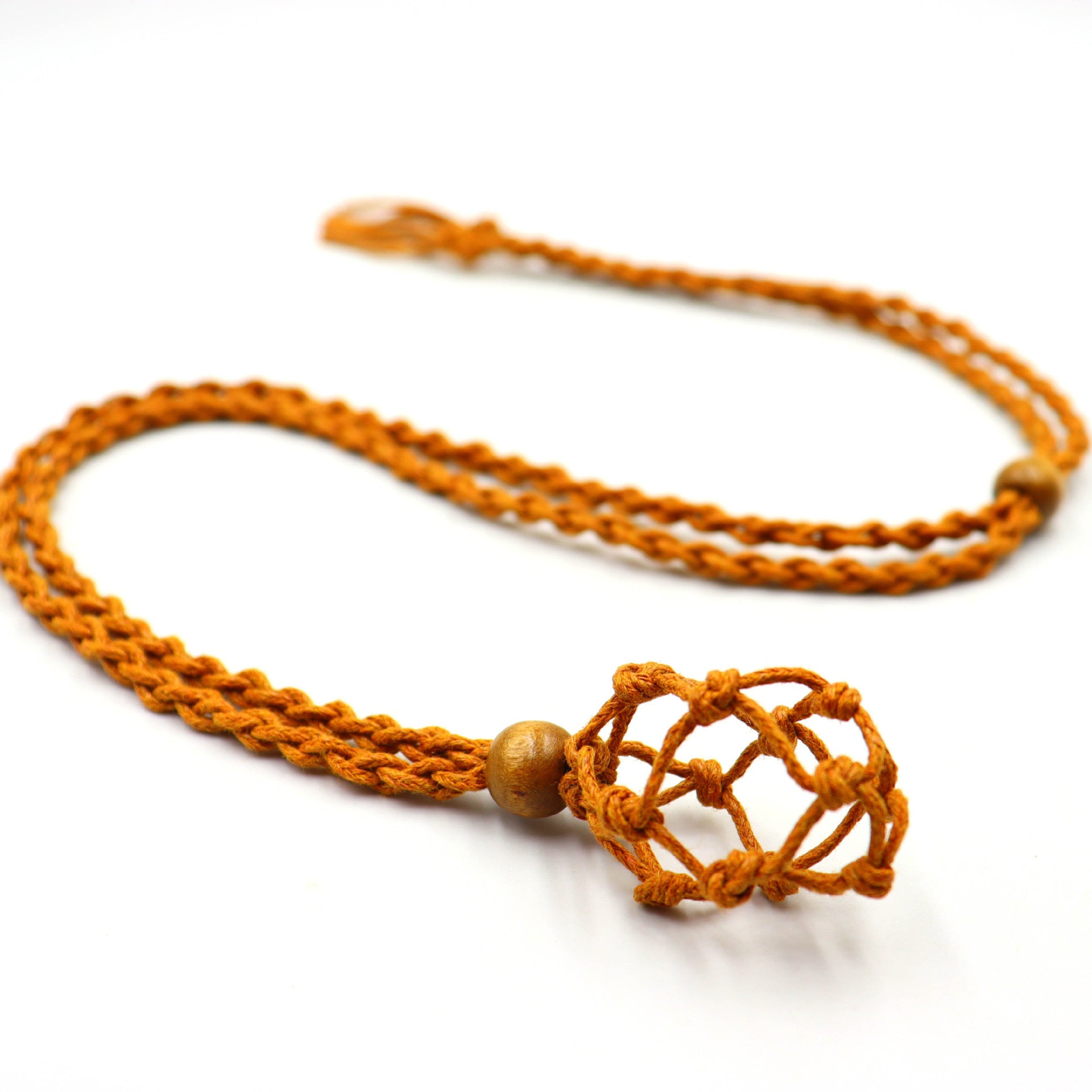 Handmade Knitted Crystal Net Holder Necklace Adjustable