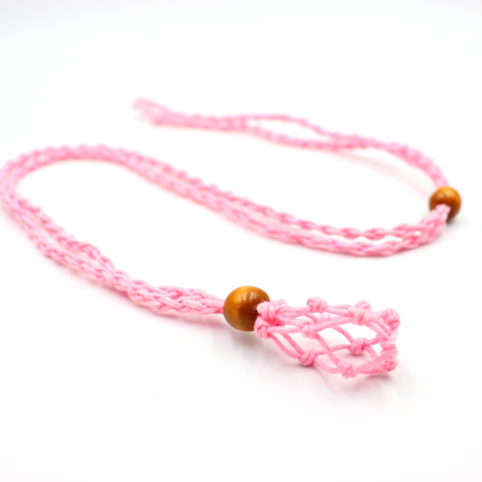 Handmade Knitted Crystal Net Holder Necklace Adjustable