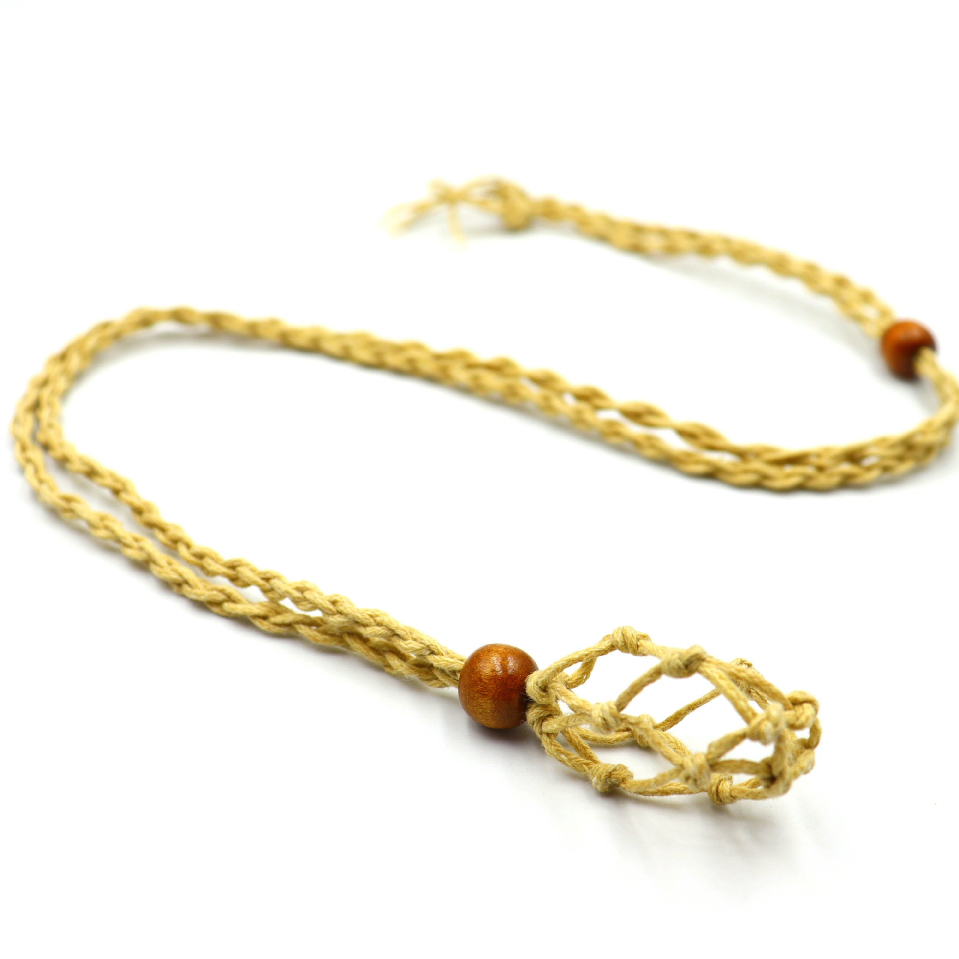 Handmade Knitted Crystal Net Holder Necklace Adjustable