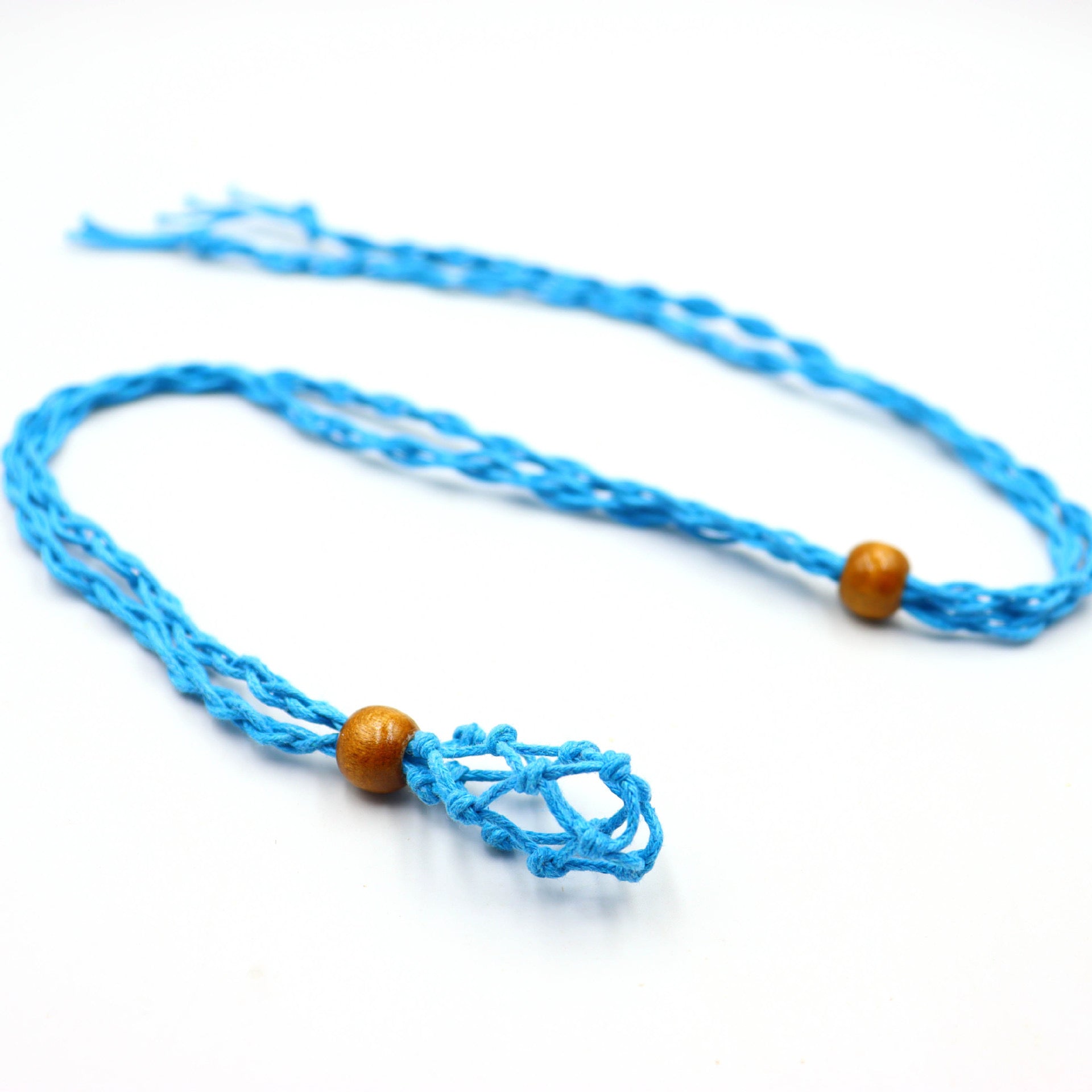 Handmade Knitted Crystal Net Holder Necklace Adjustable