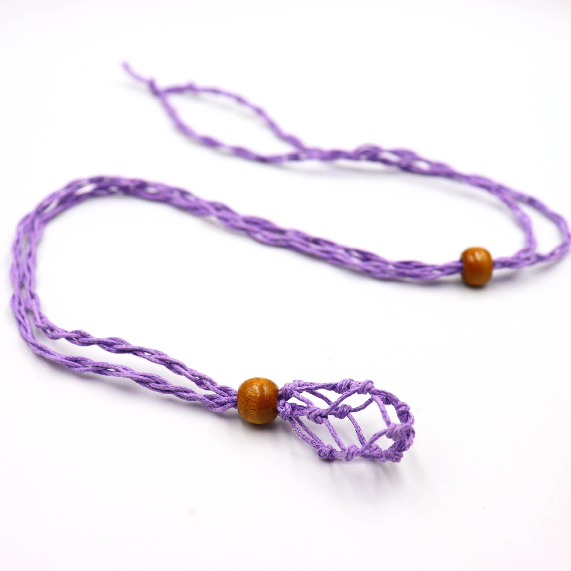 Handmade Knitted Crystal Net Holder Necklace Adjustable