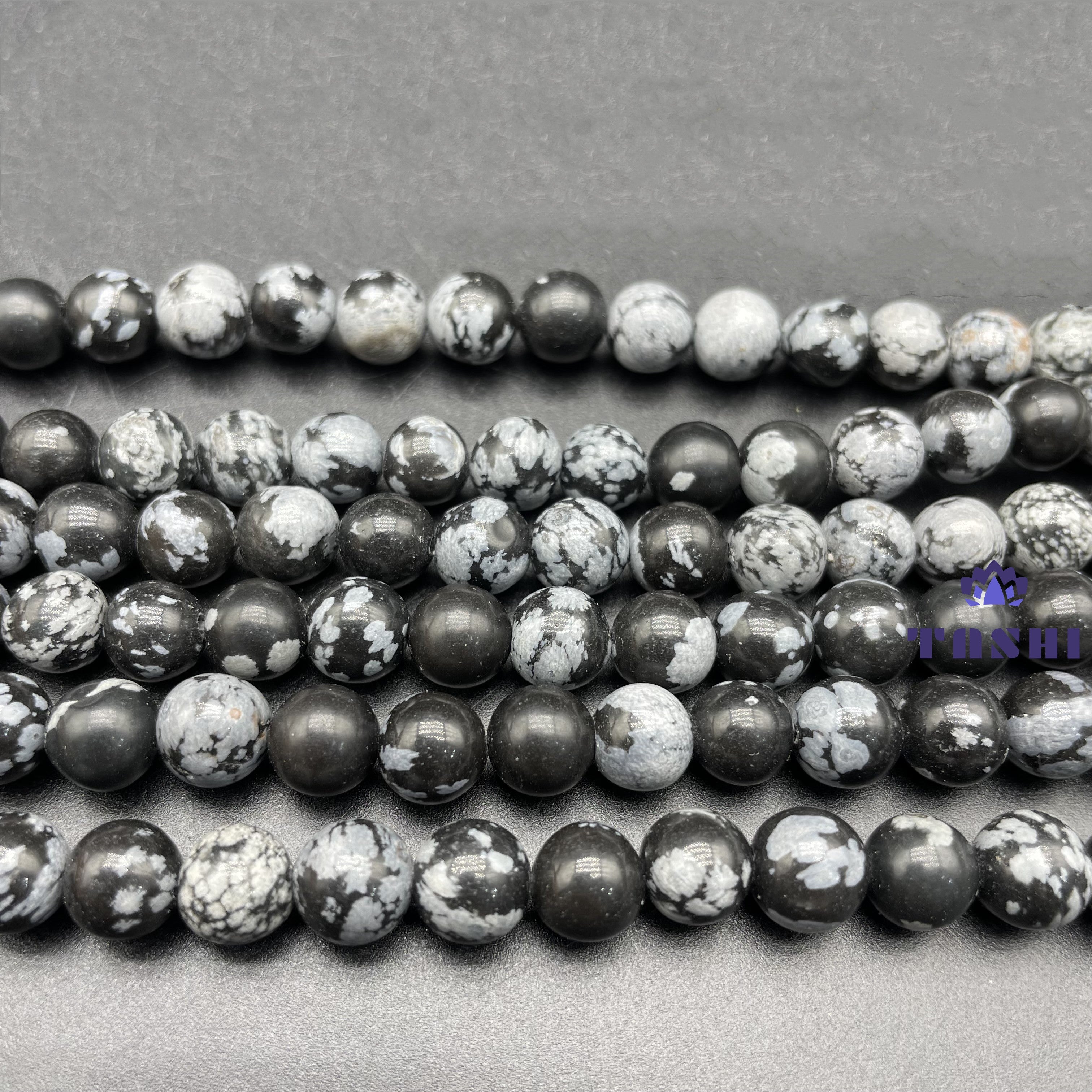 Snowflakes Obsidian Beads Strands