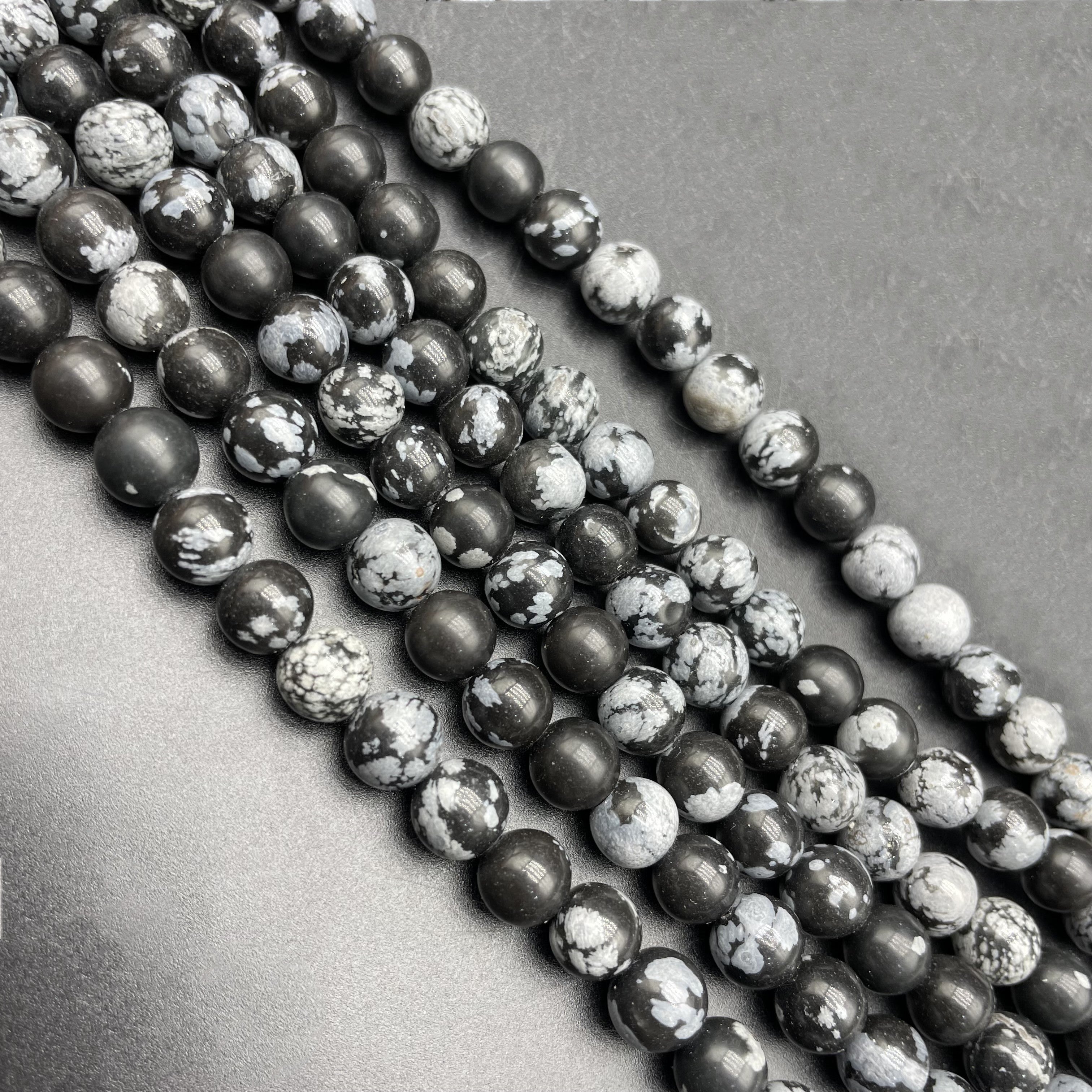 Snowflakes Obsidian Beads Strands