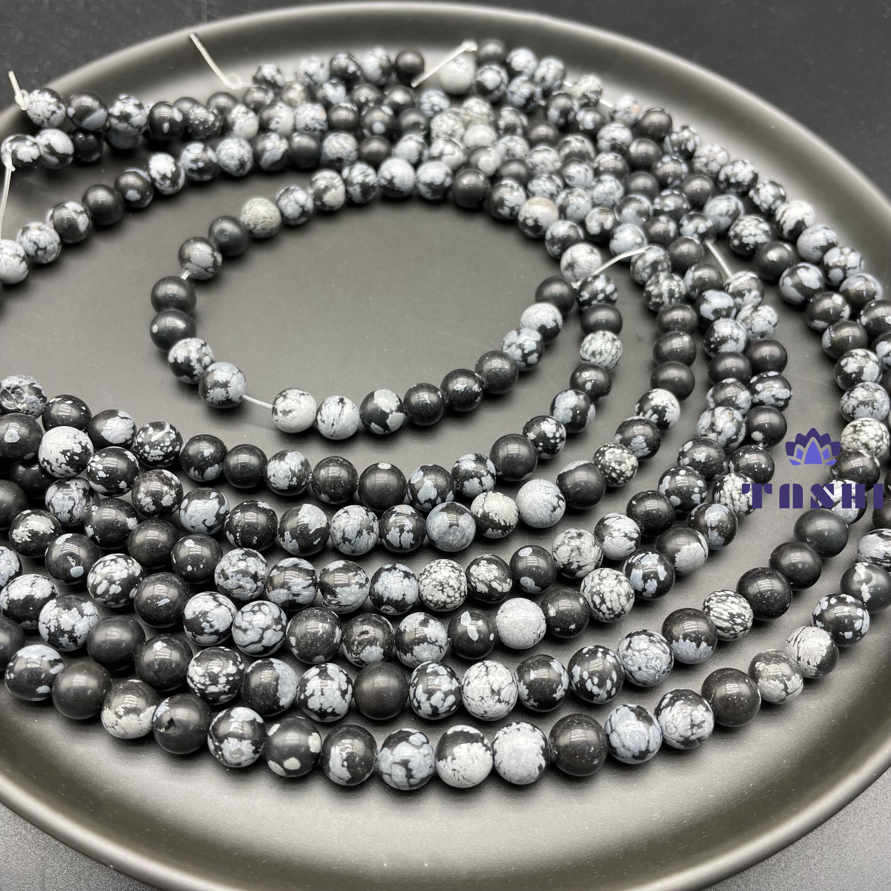 Snowflakes Obsidian Beads Strands