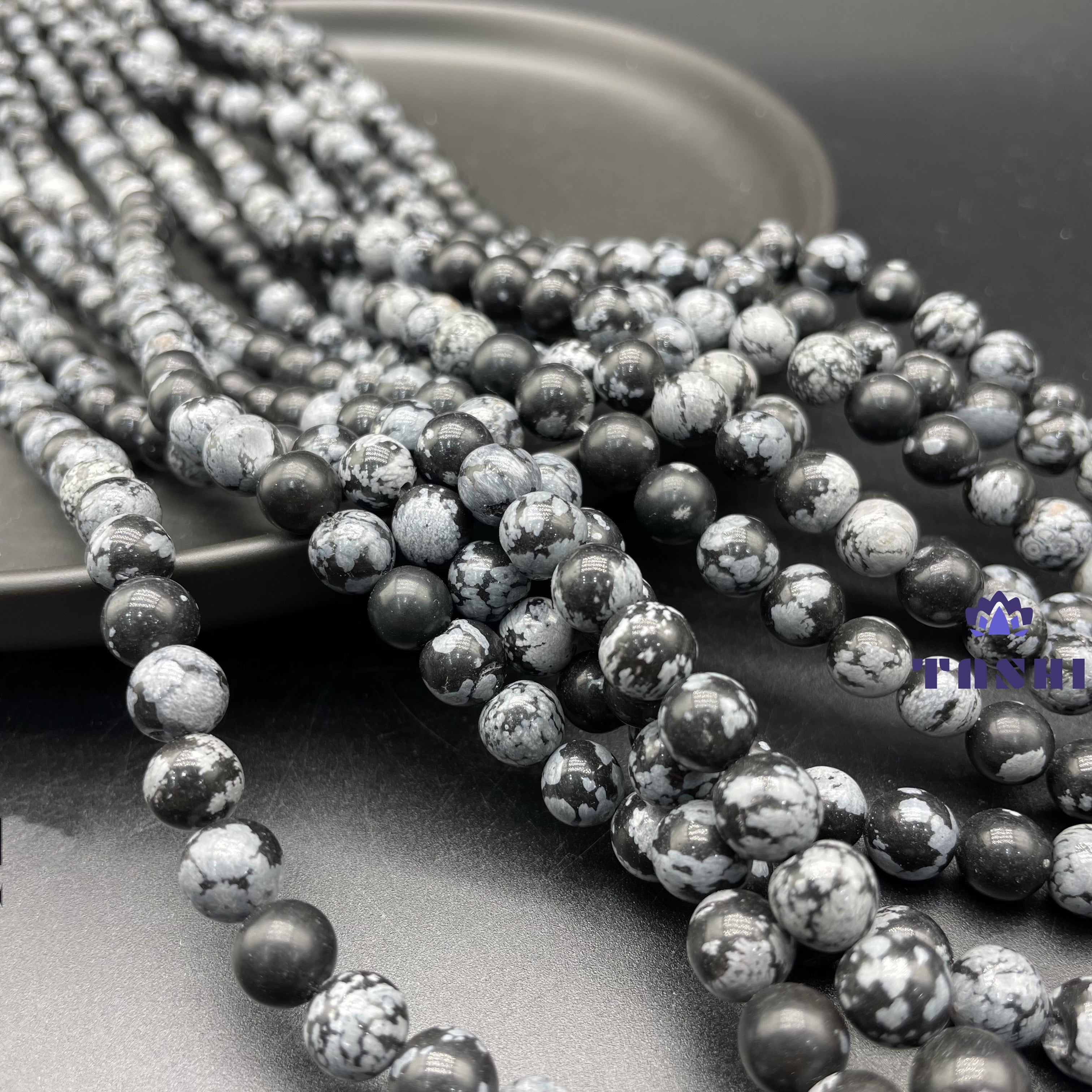 Snowflakes Obsidian Beads Strands