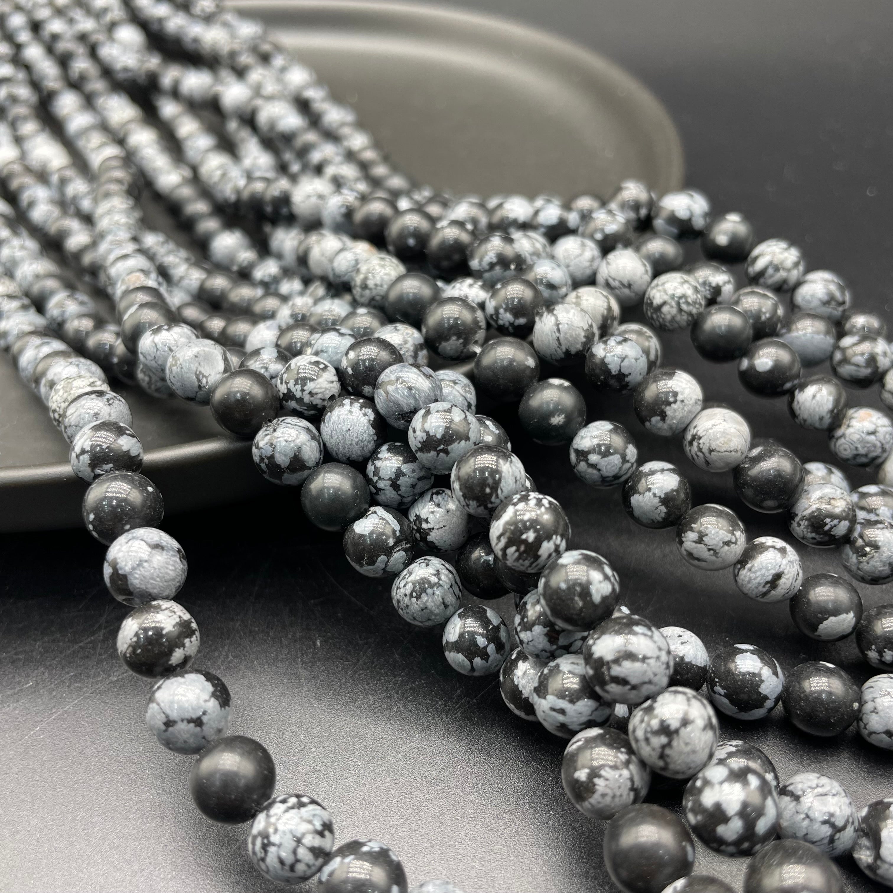 Snowflakes Obsidian Beads Strands