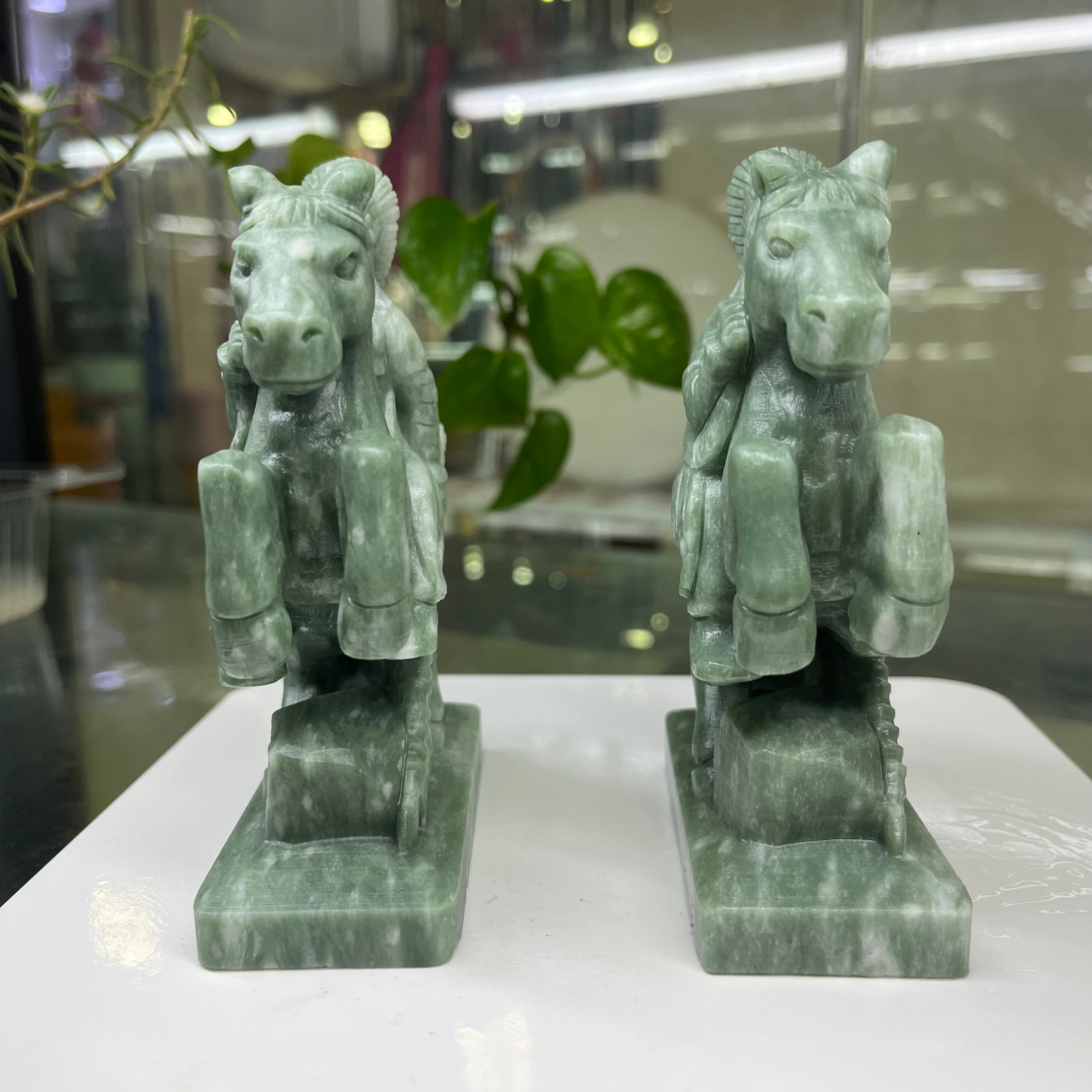 Green Jasper Indigenous Knight Carving