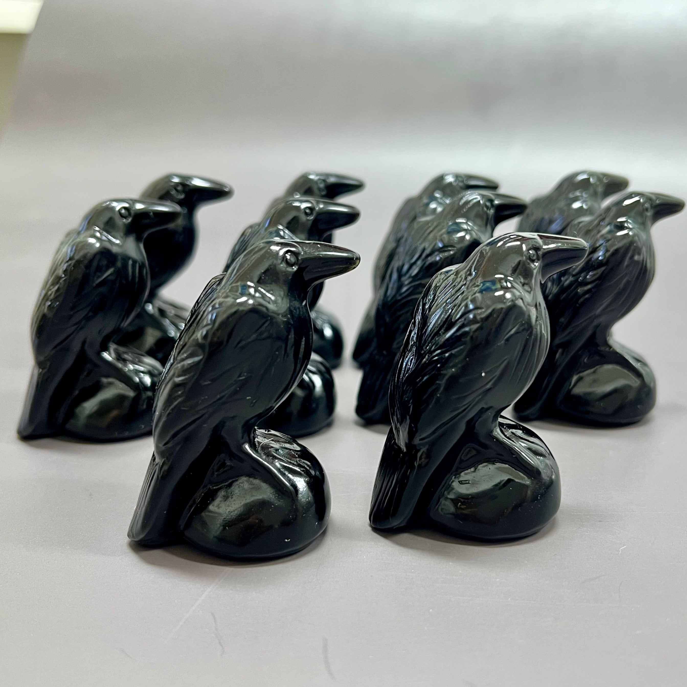 Obsidian Polished Raven Carving