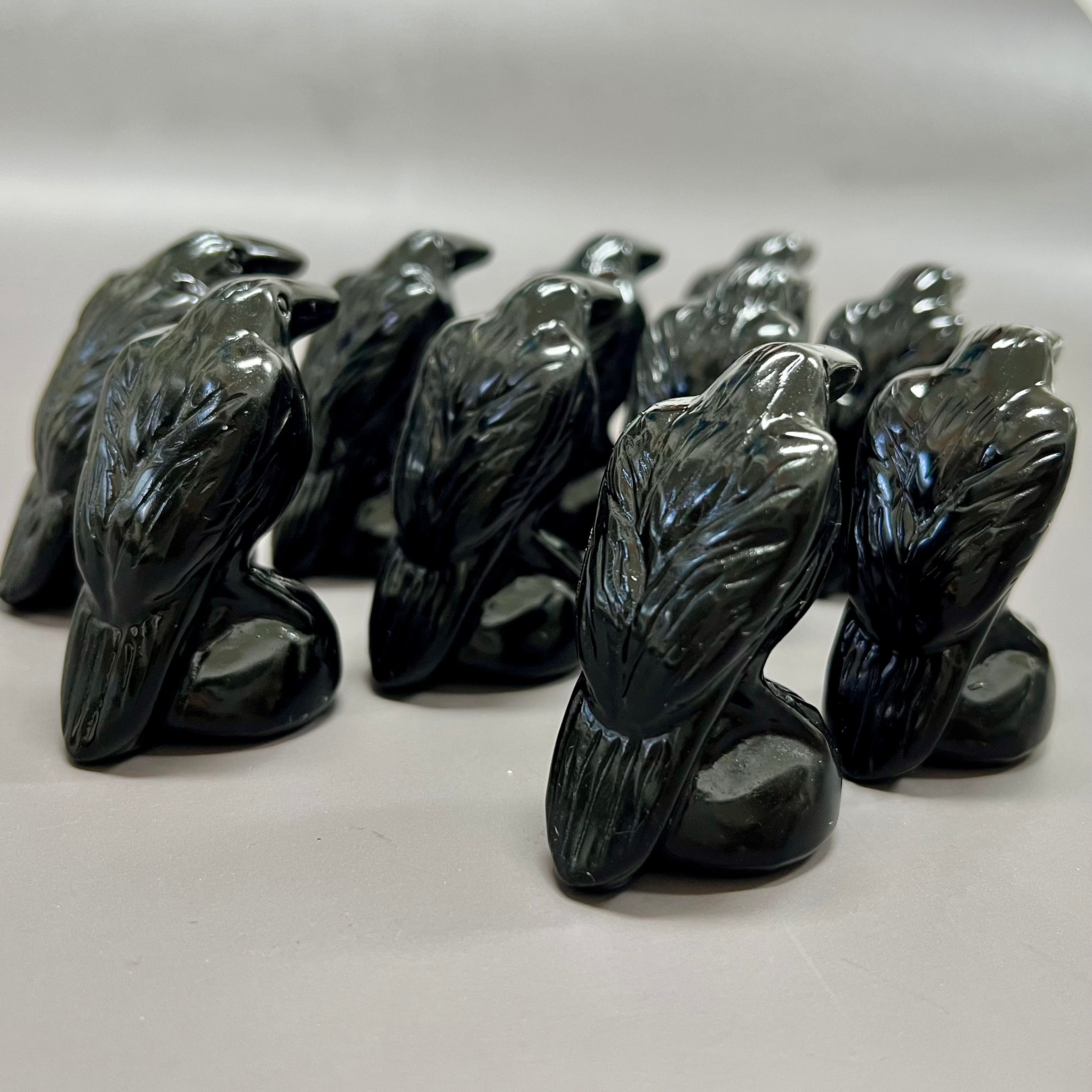 Obsidian Polished Raven Carving