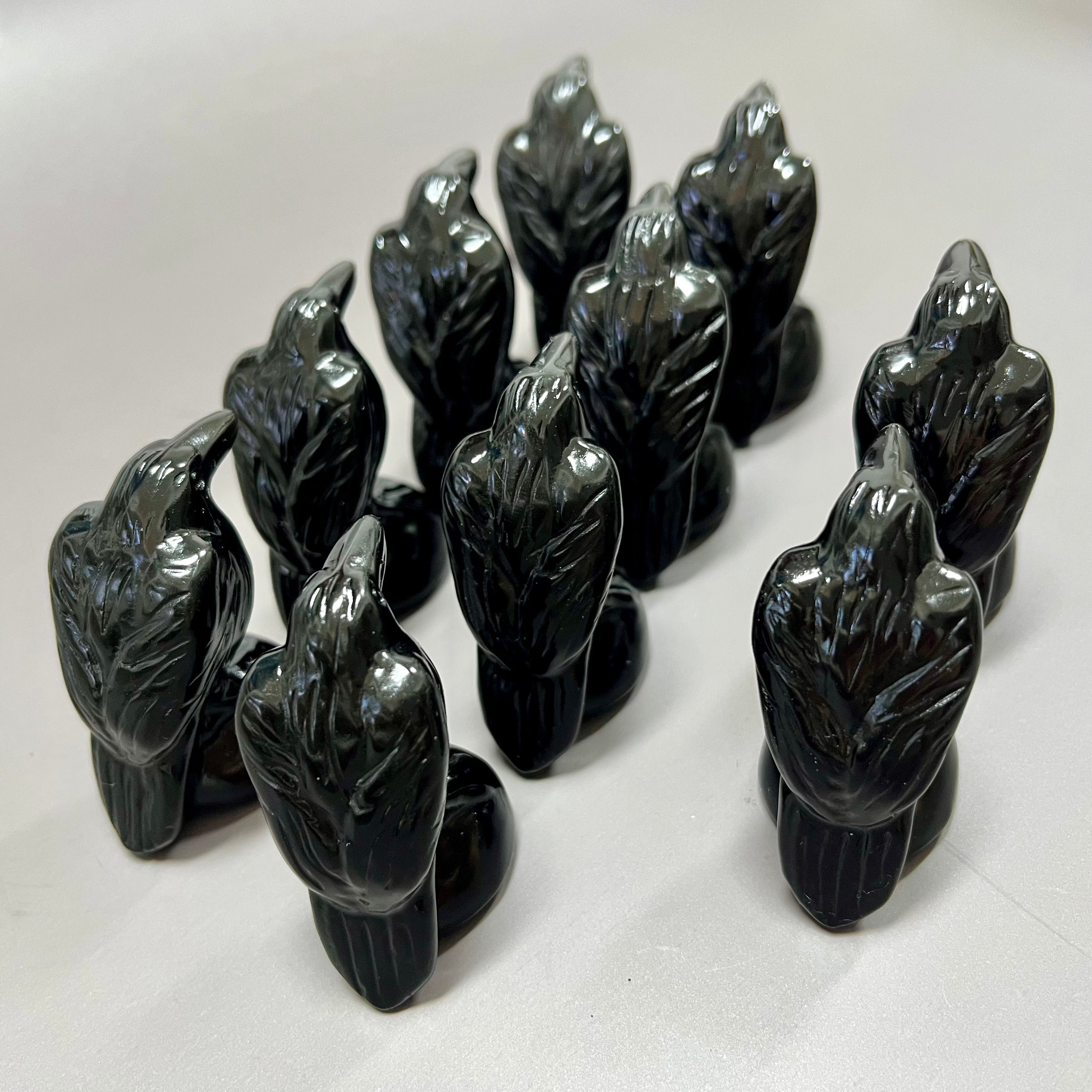 Obsidian Polished Raven Carving