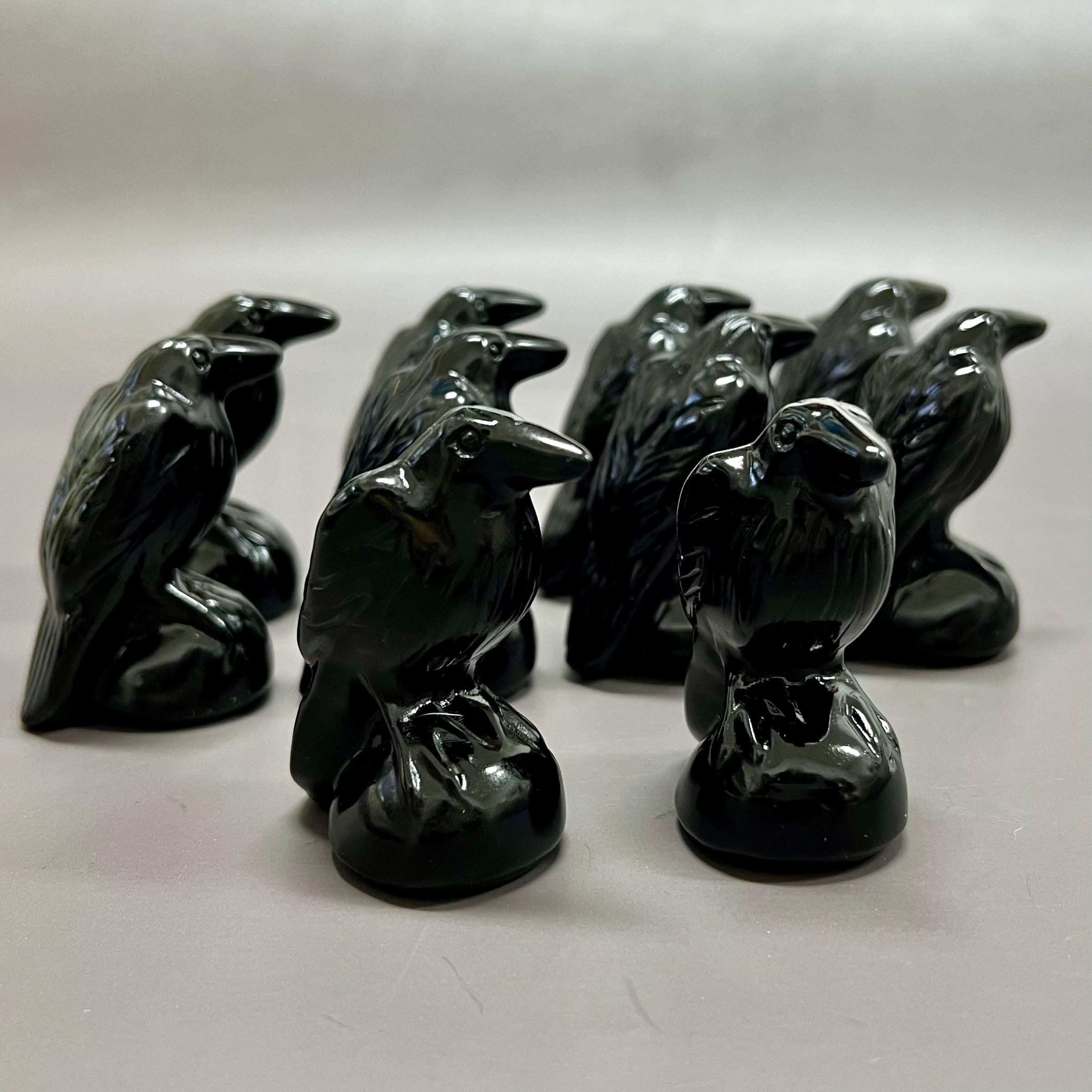 Obsidian Polished Raven Carving