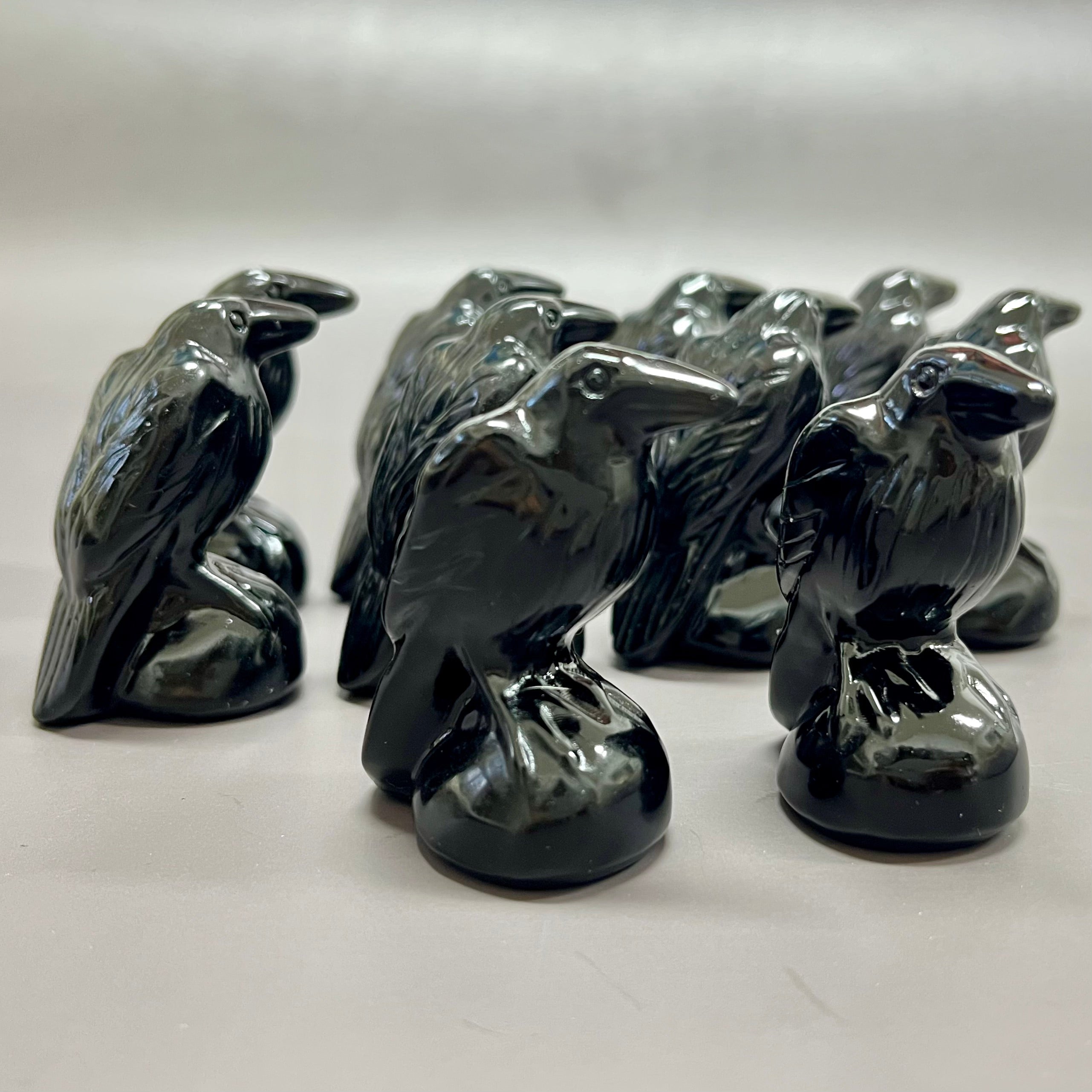 Obsidian Polished Raven Carving