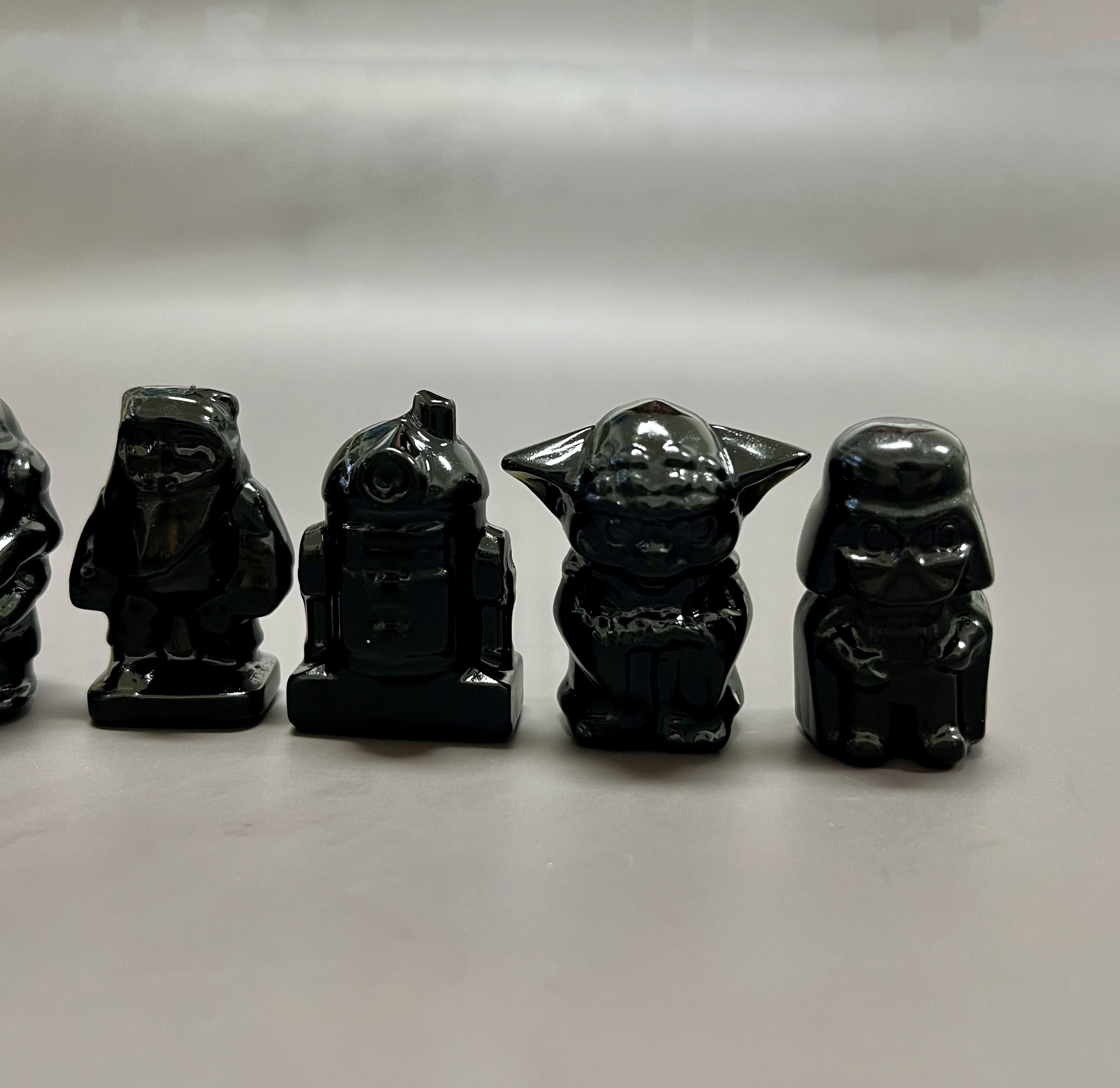 7PCS Natural Obsidian Star Wars Characters Set Carving