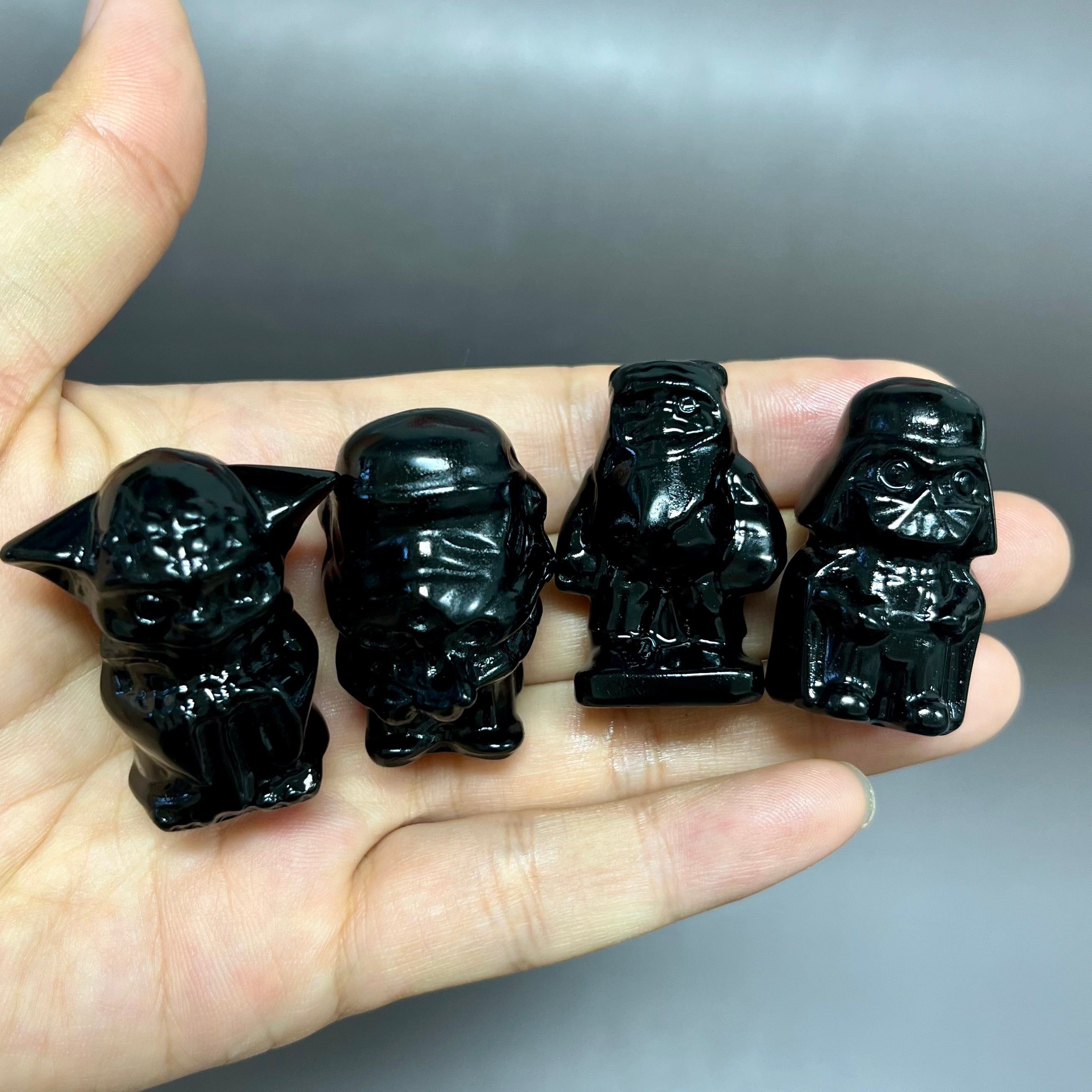 7PCS Natural Obsidian Star Wars Characters Set Carving