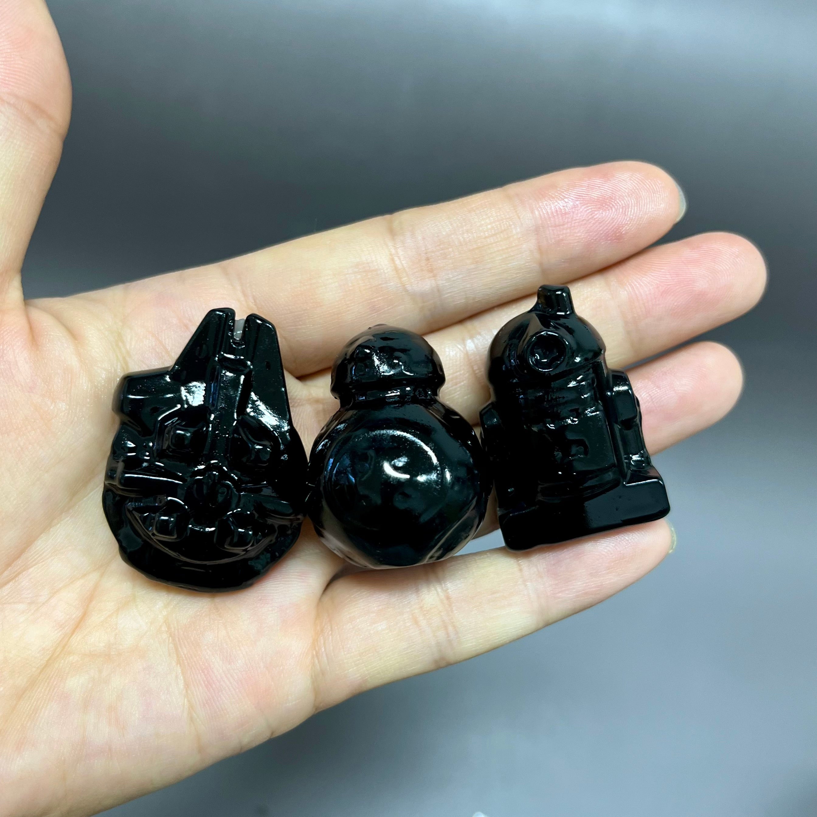 7PCS Natural Obsidian Star Wars Characters Set Carving