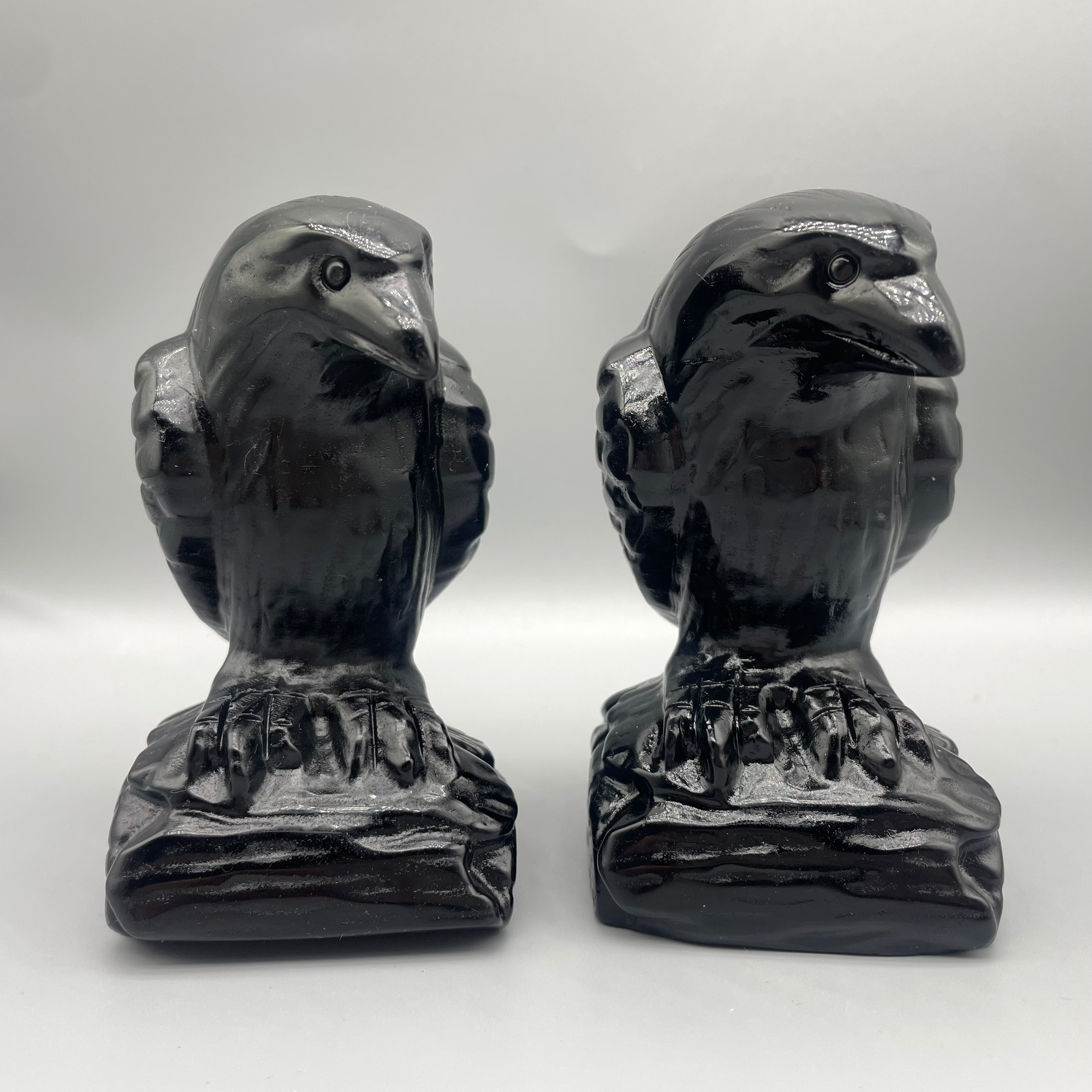 12CM Black Obsidian Raven Crow Carvings