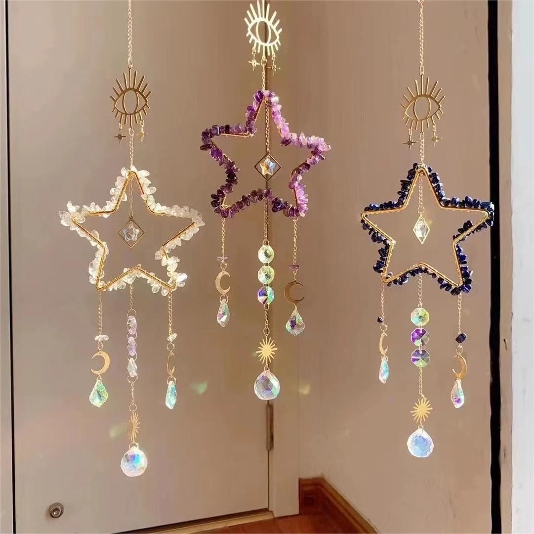 Natural Raw Stone Crystal Star Suncatcher