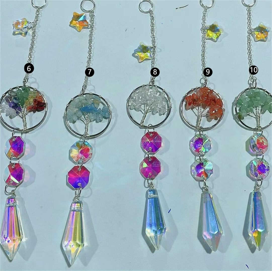 Natural Raw Stone Crystal Life Tree Suncatcher