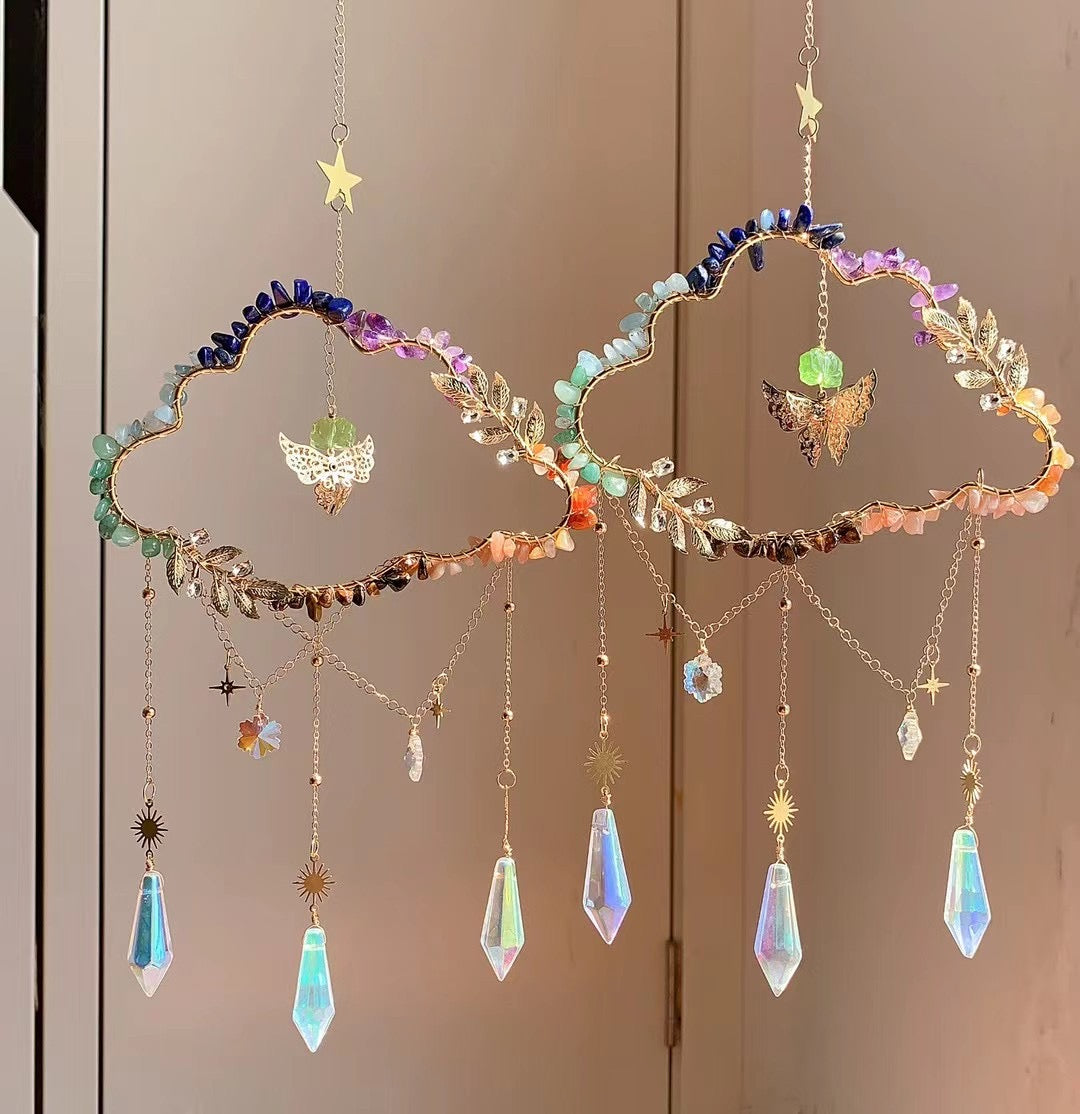 Natural Raw Stone Crystal Chakra Suncatcher
