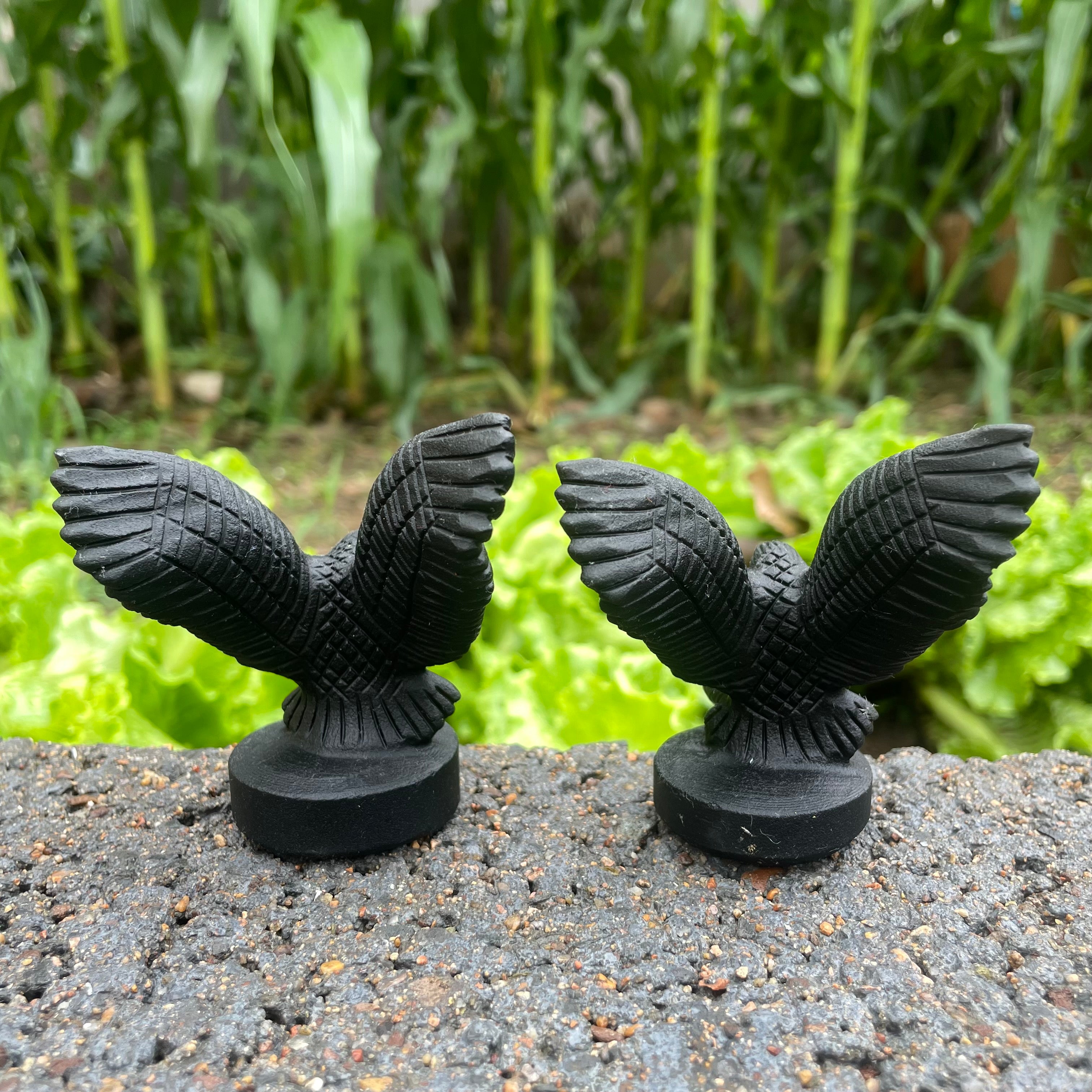 8.5CM Black Obsidian Flying Eagle on Stand Carvings