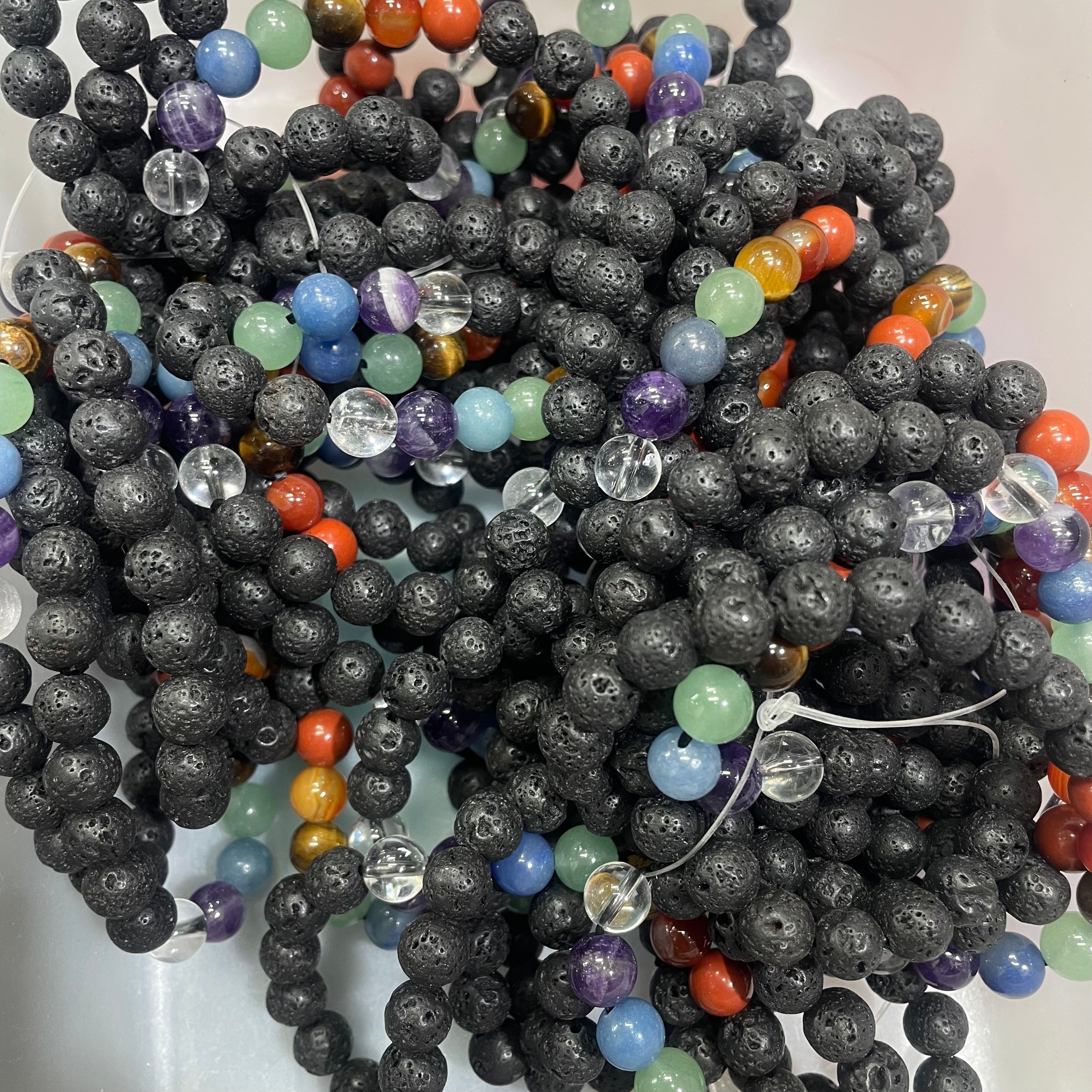 Lava Stone Chakra Bracelets