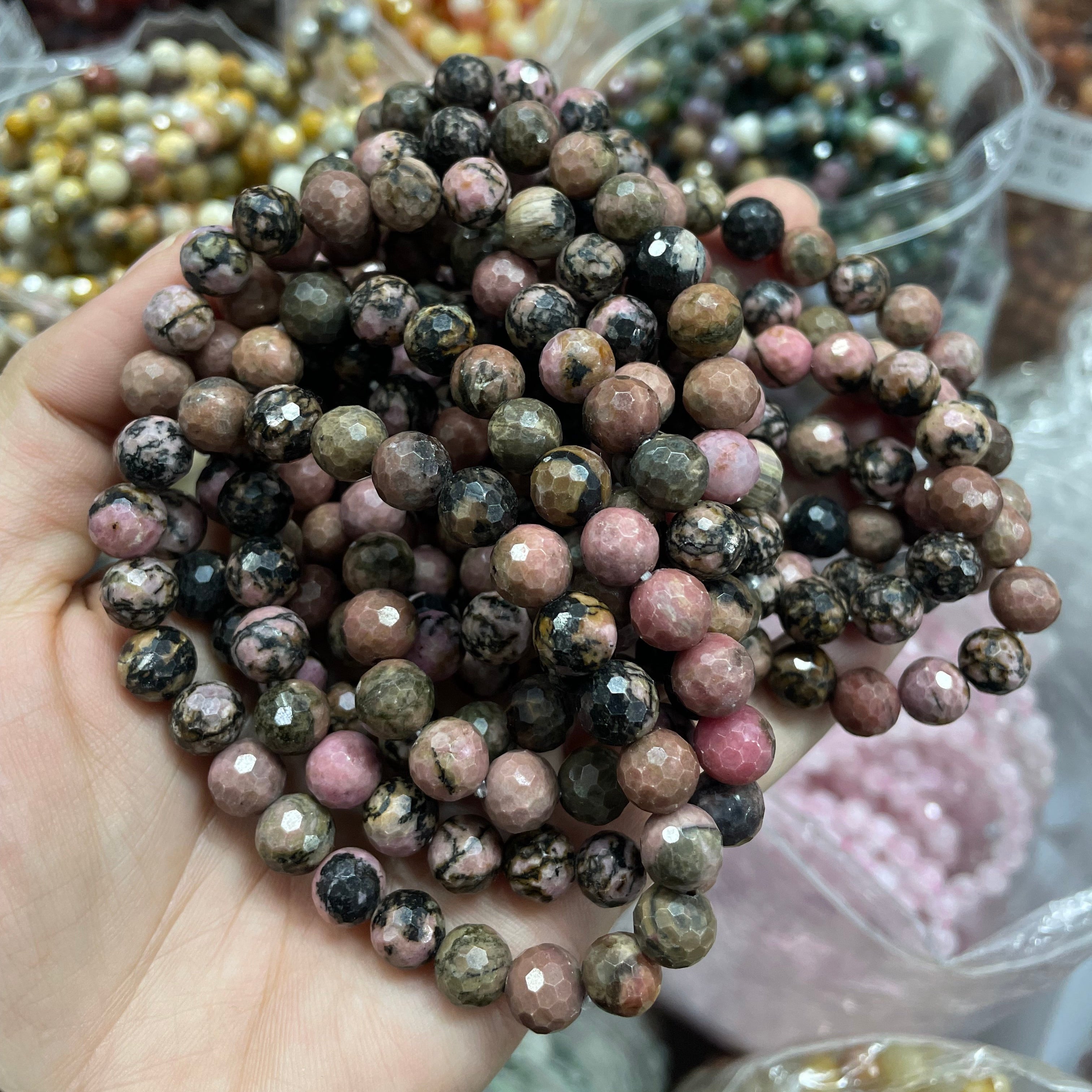 8mm Faceted Rhodonite Bracelets