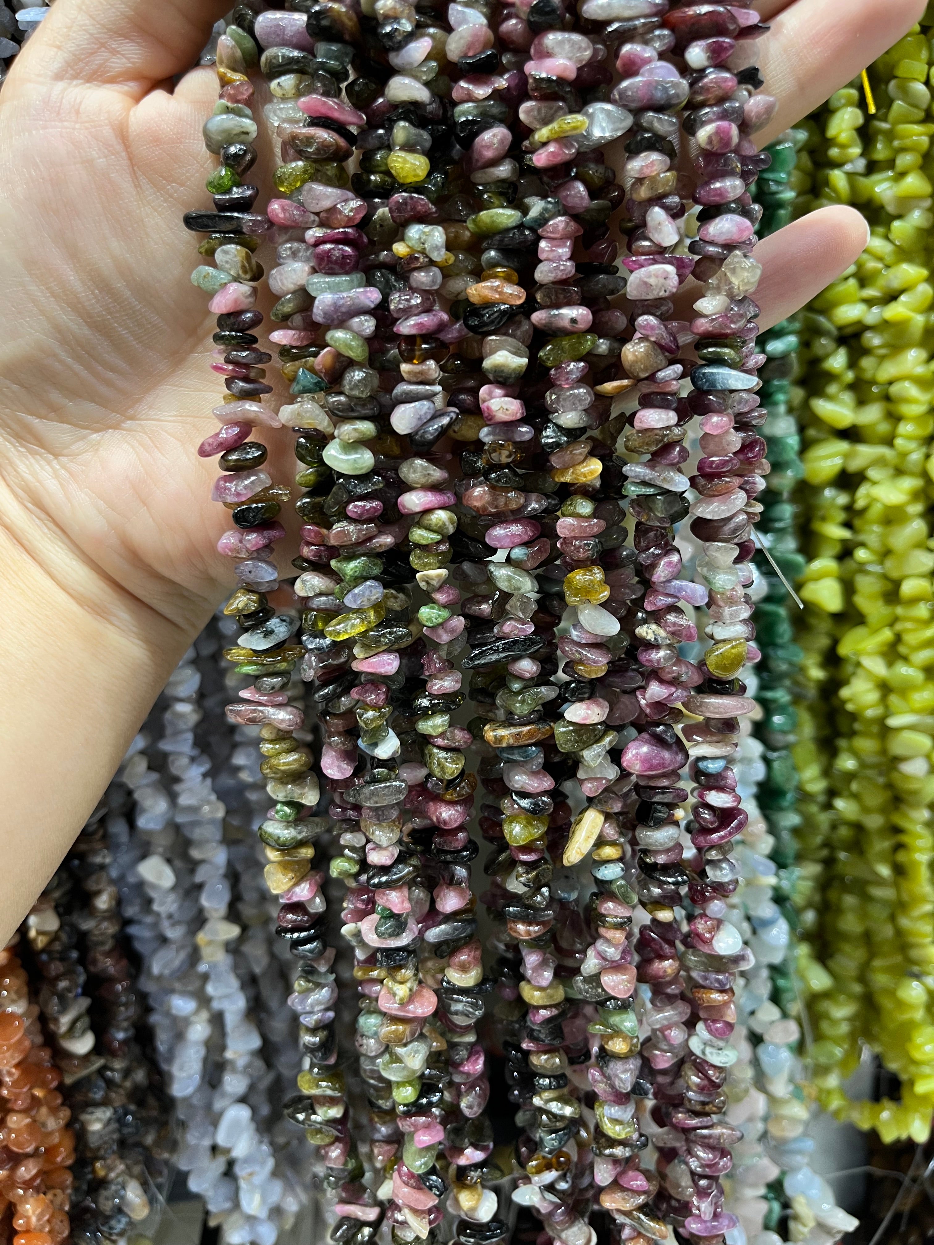 tourmaline chips beads strand