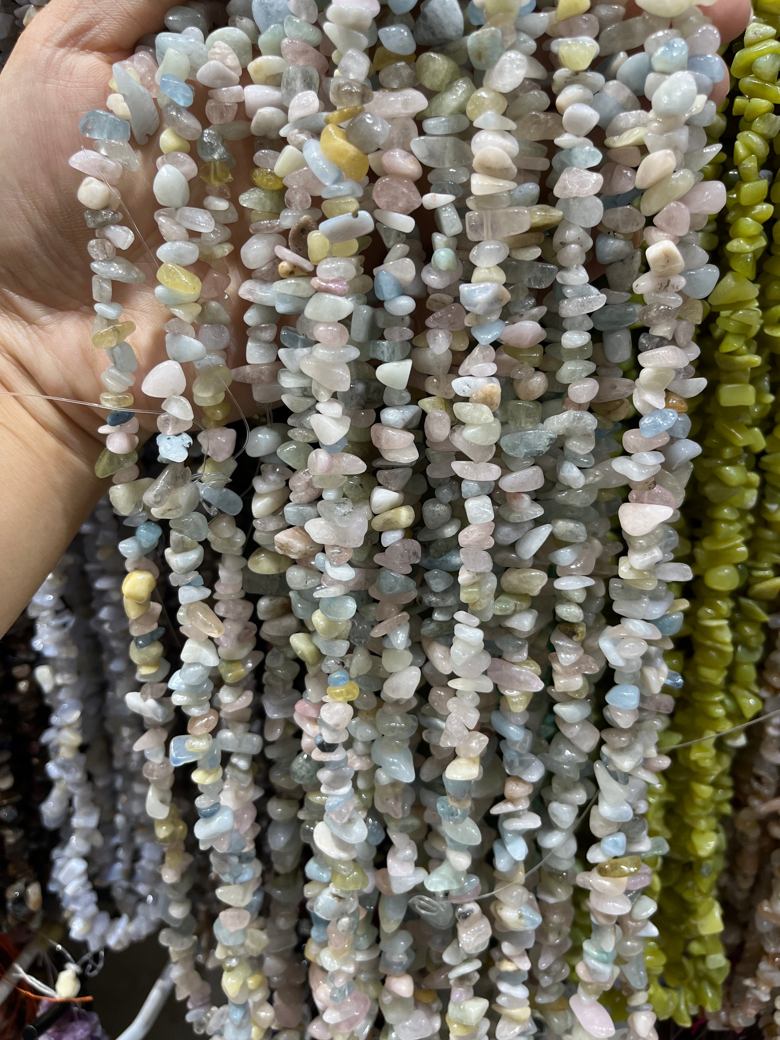 morganite chips beads strand