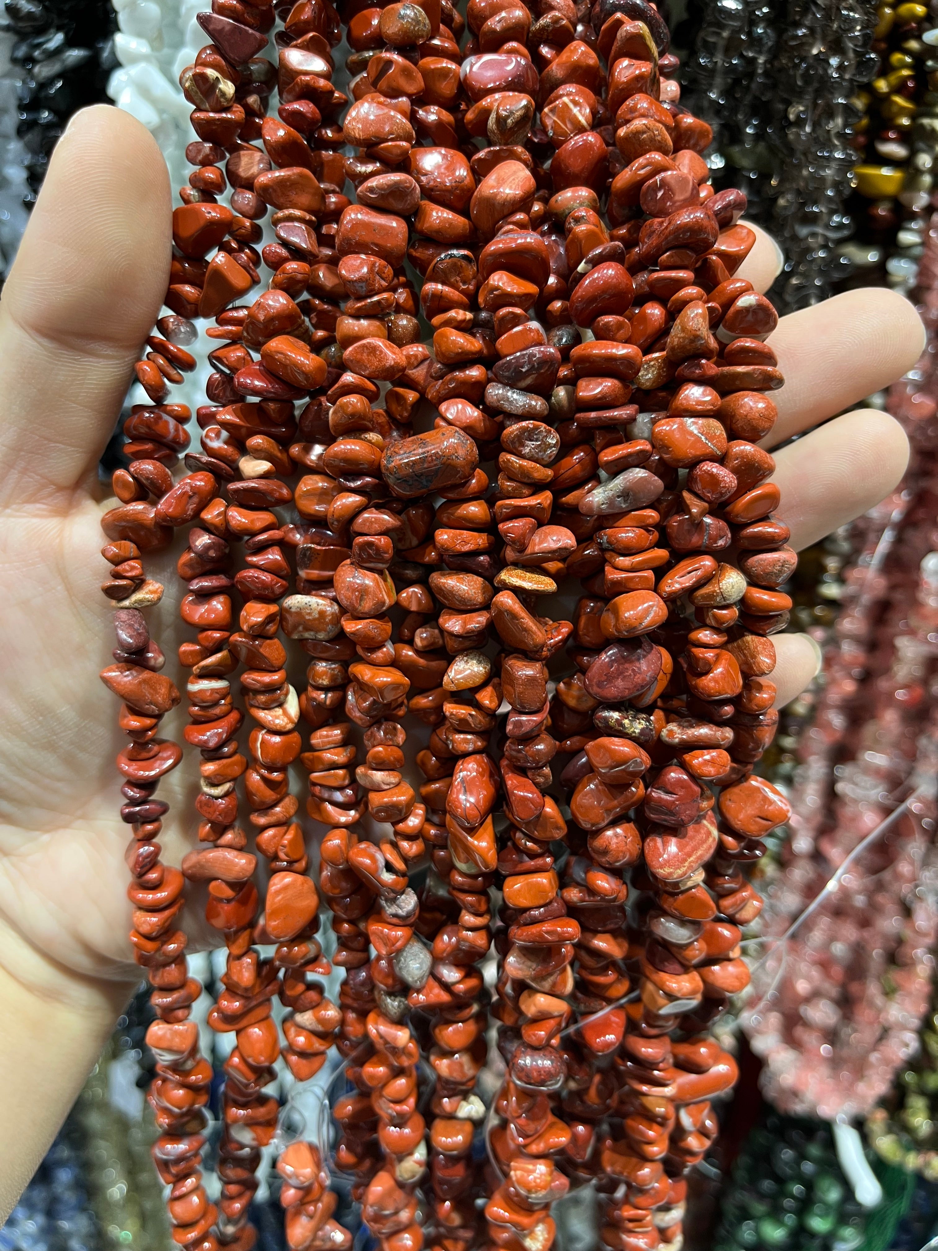 red jasper chips beads strand