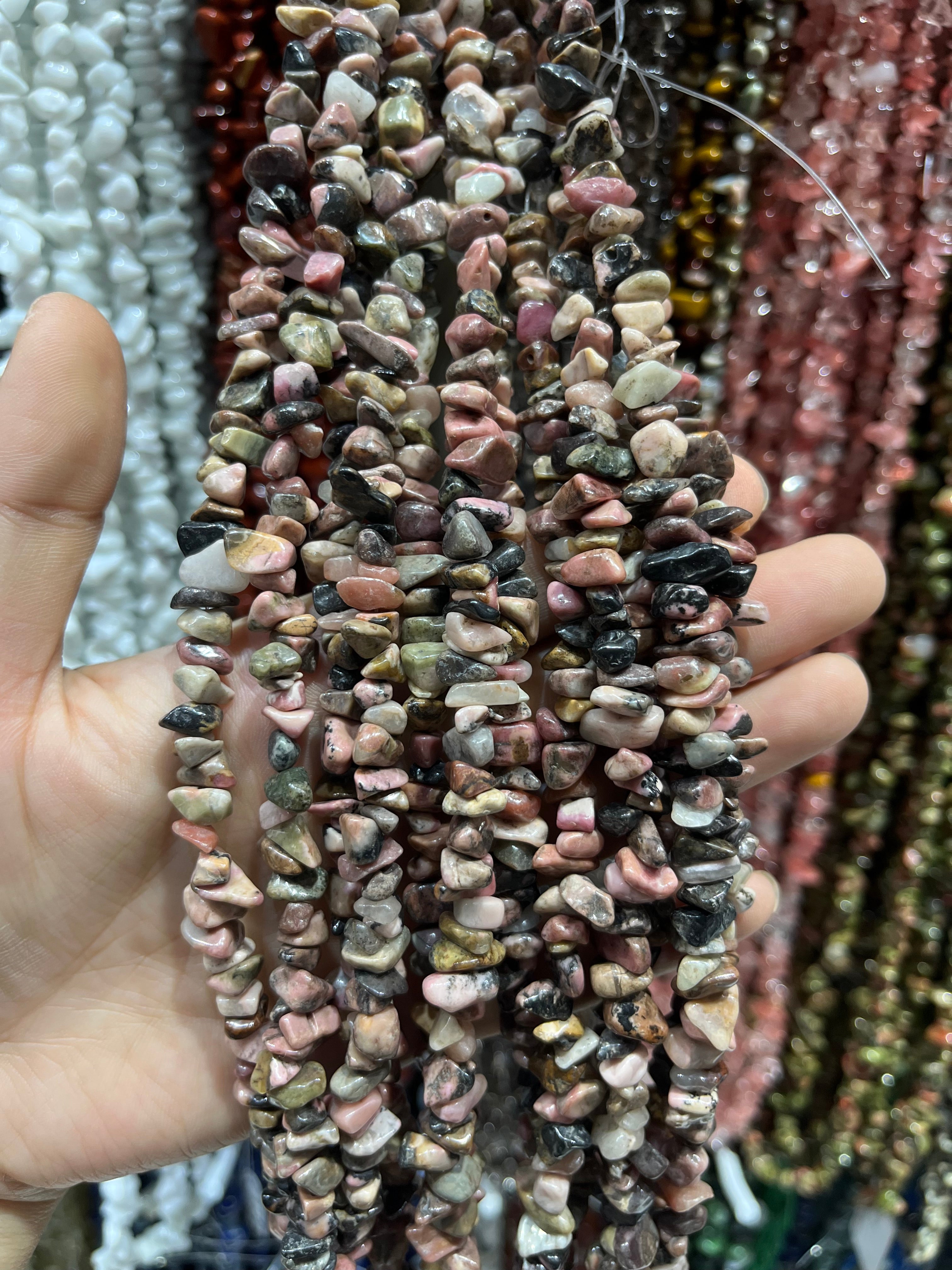 rhodonite chips beads strand