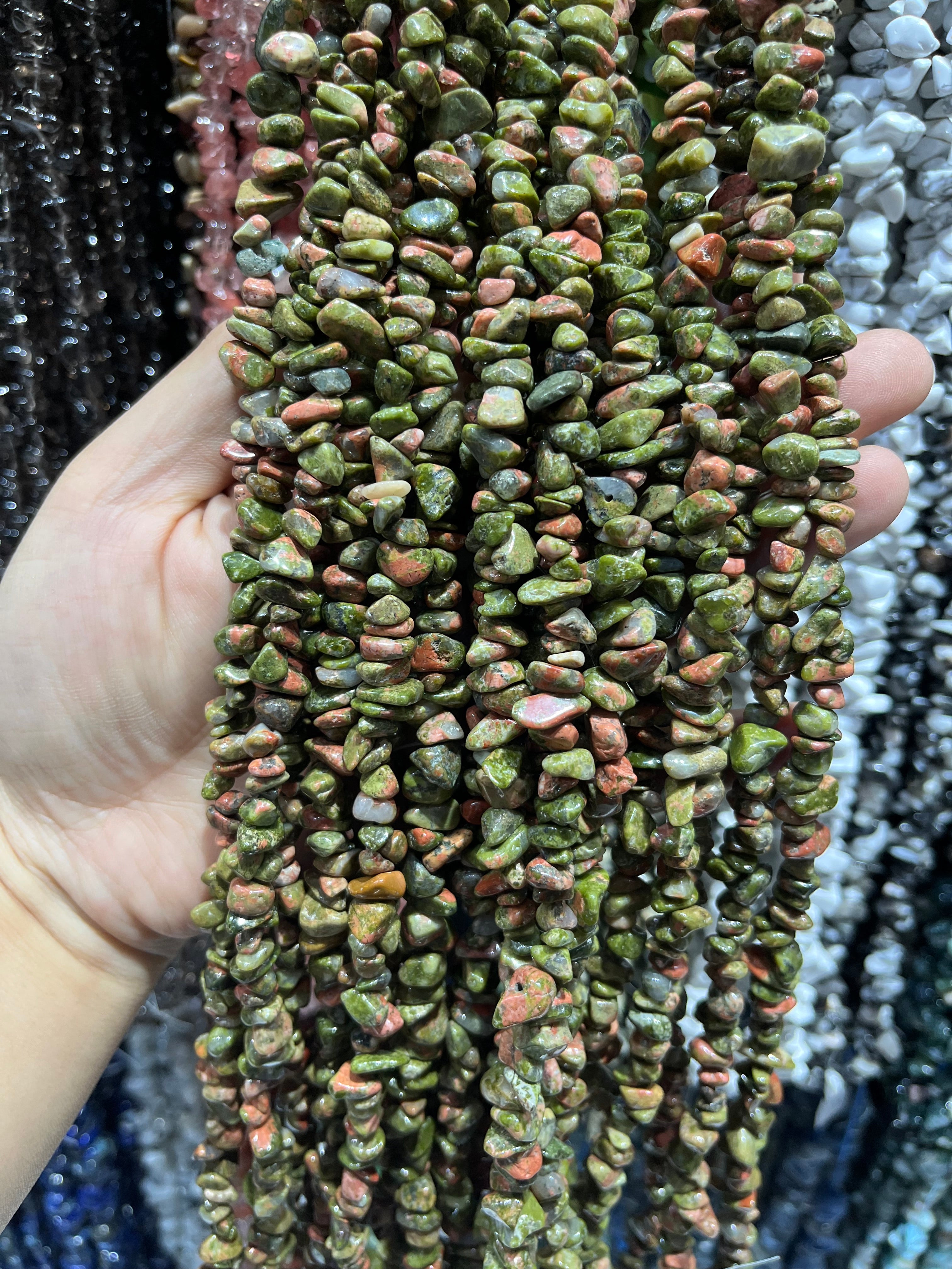 unakite chips beads strand