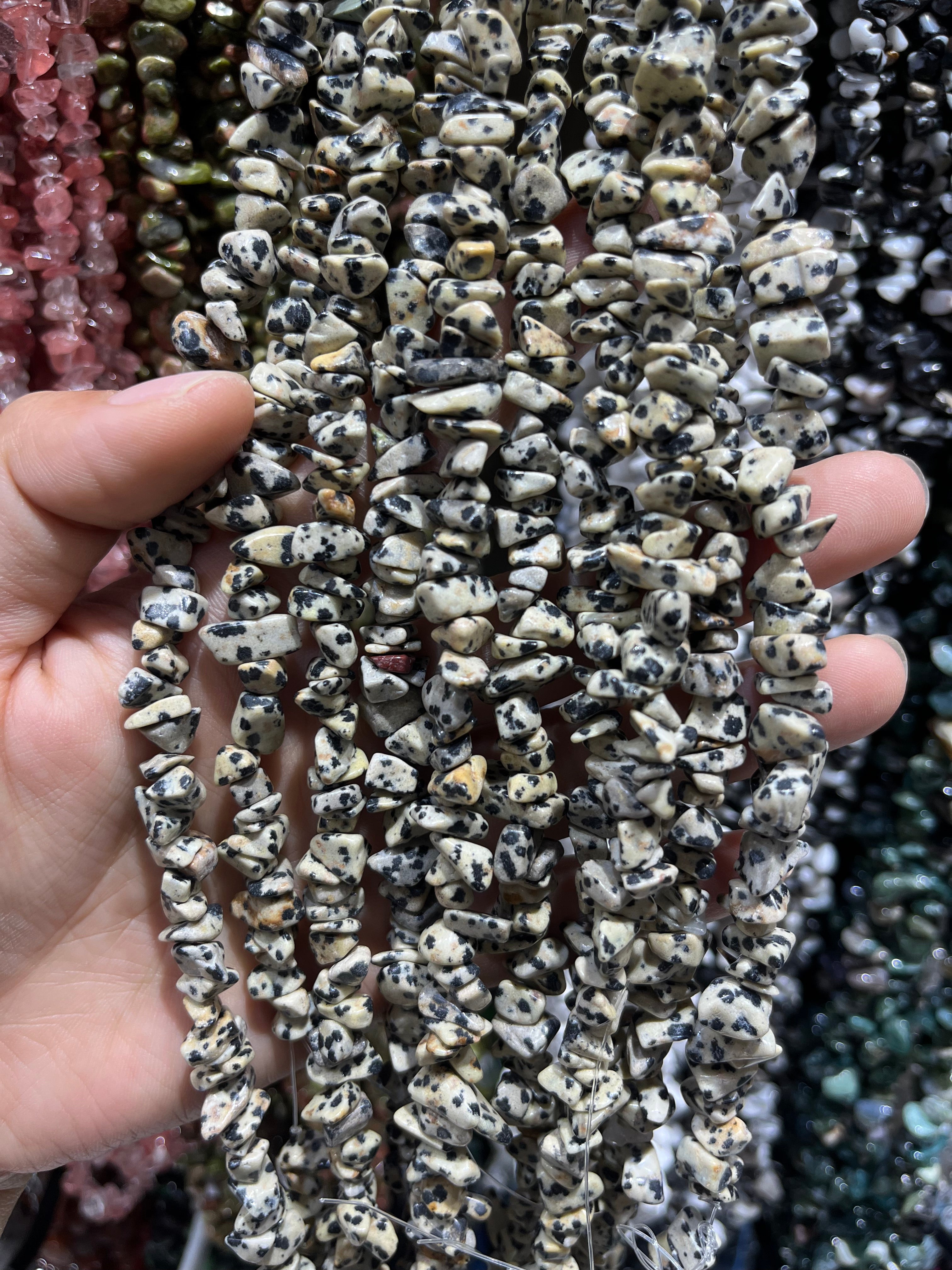 dalmatian jasper chips beads strand