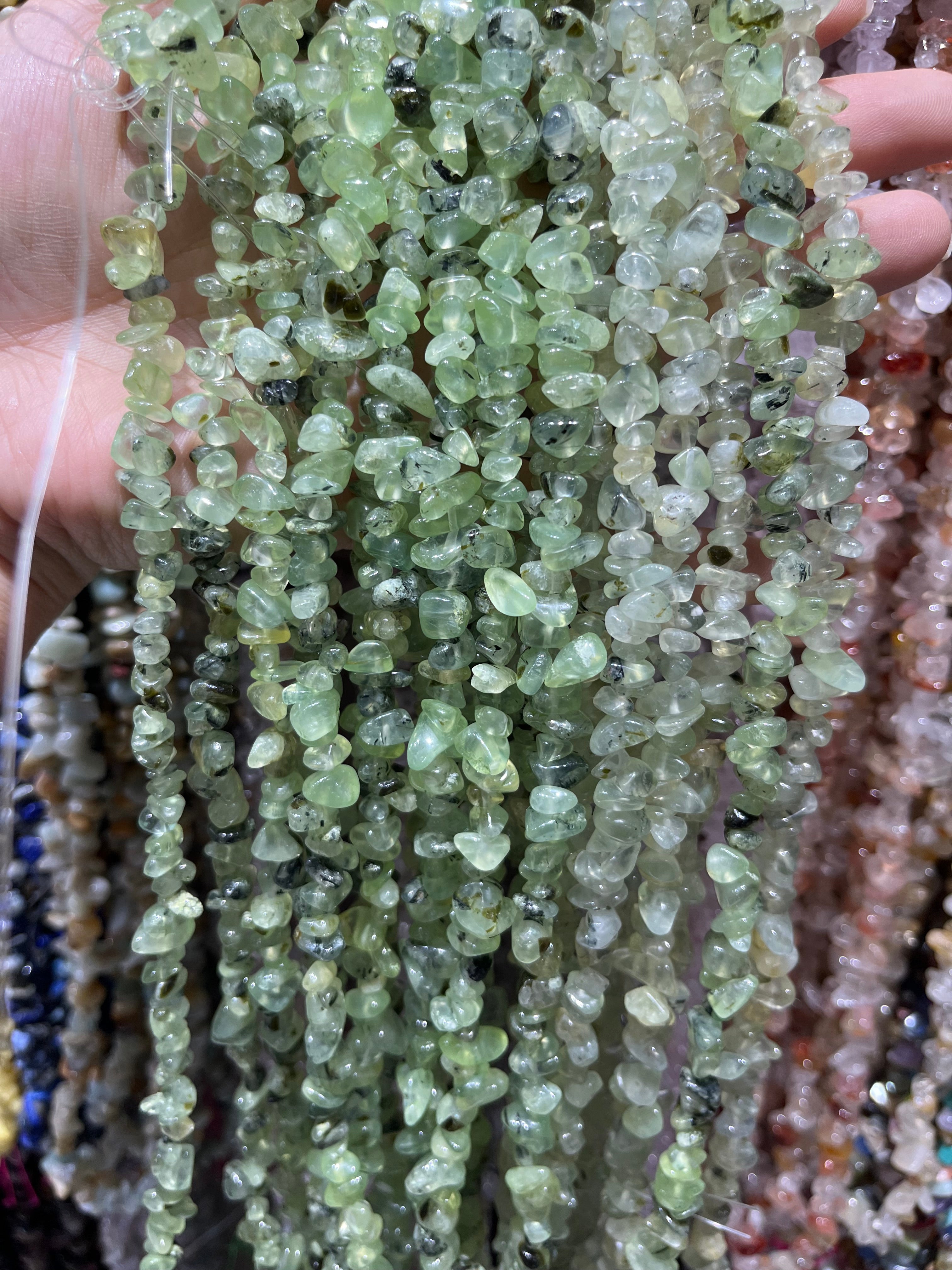 prehnite chips beads strand