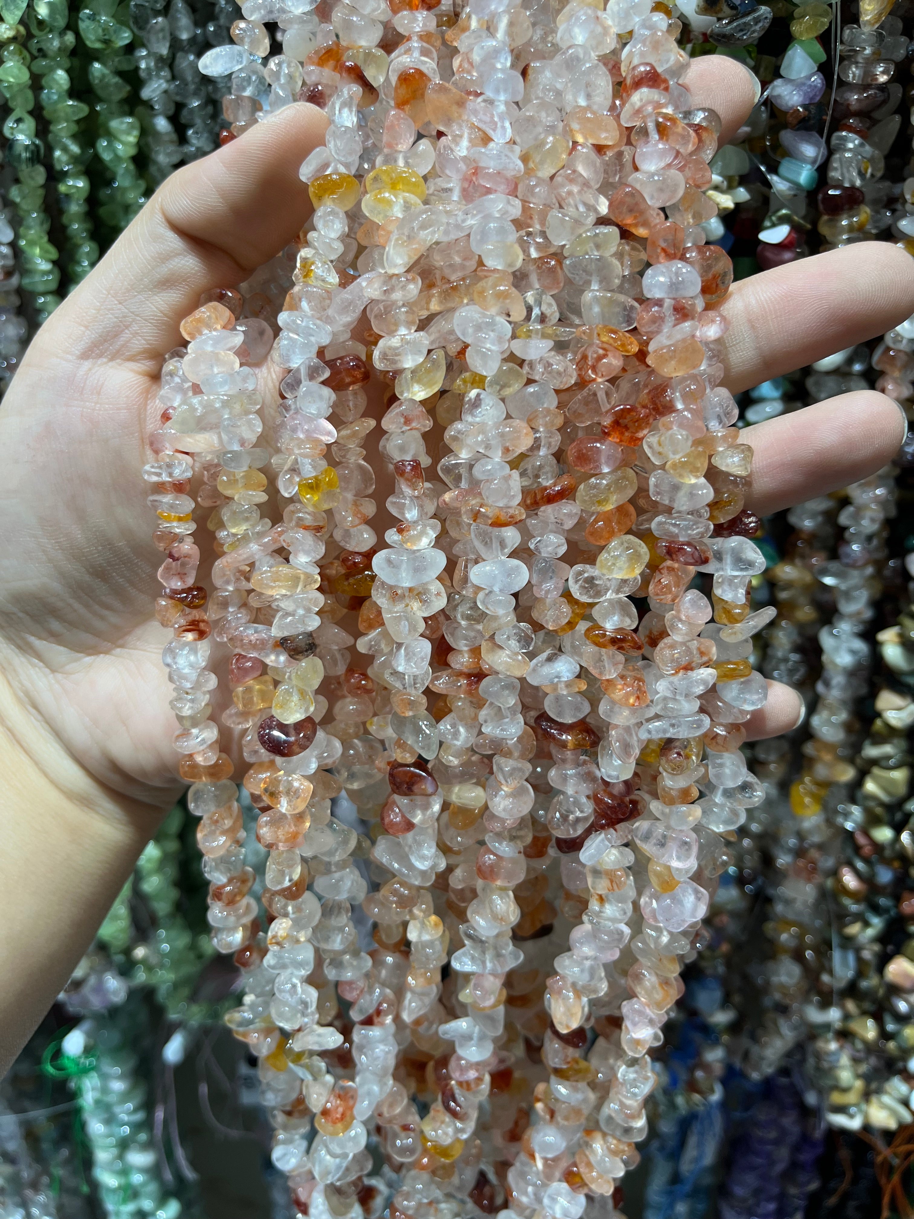 fire quartz chips beads strand