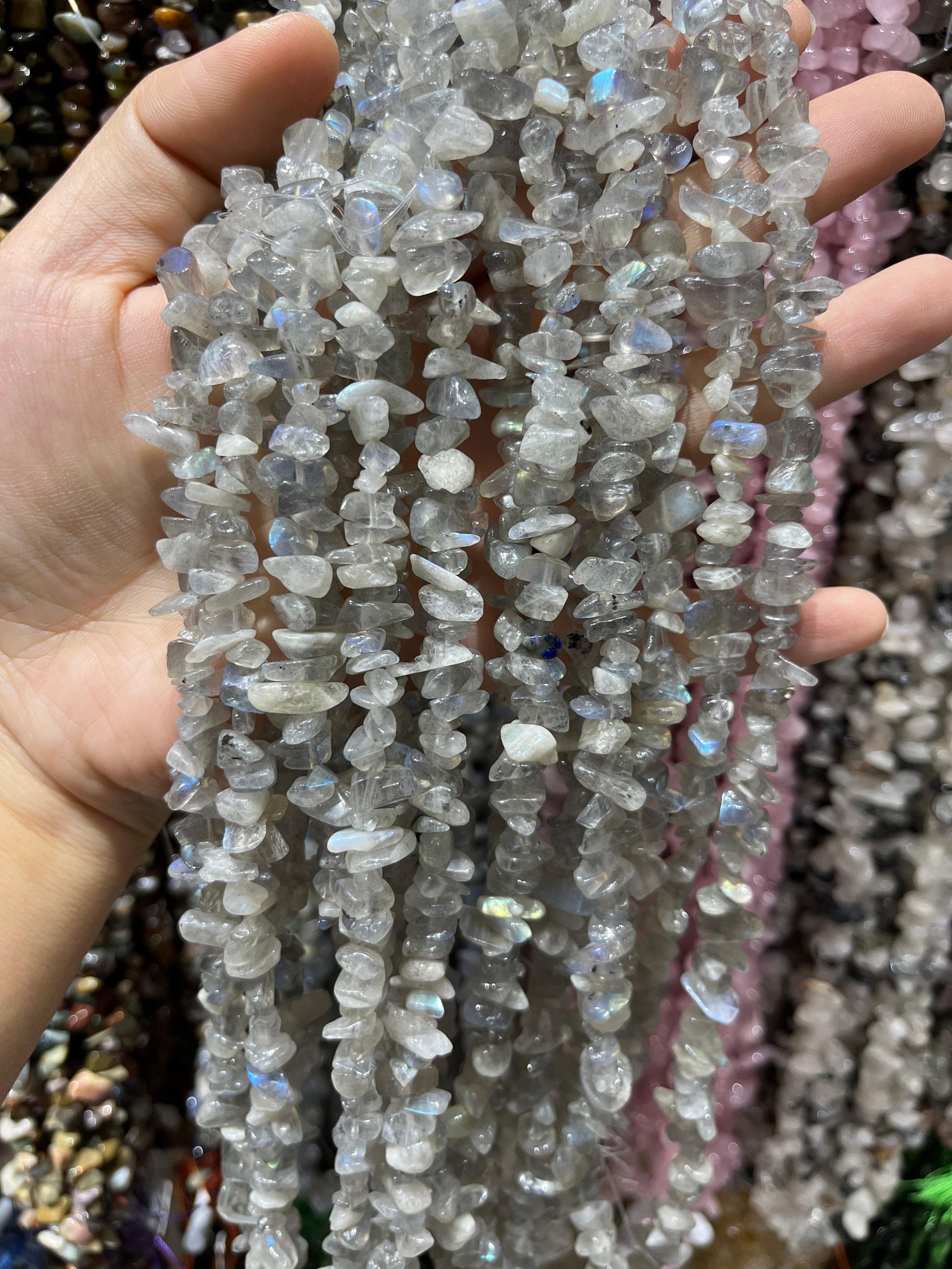 labradorite chips beads strand