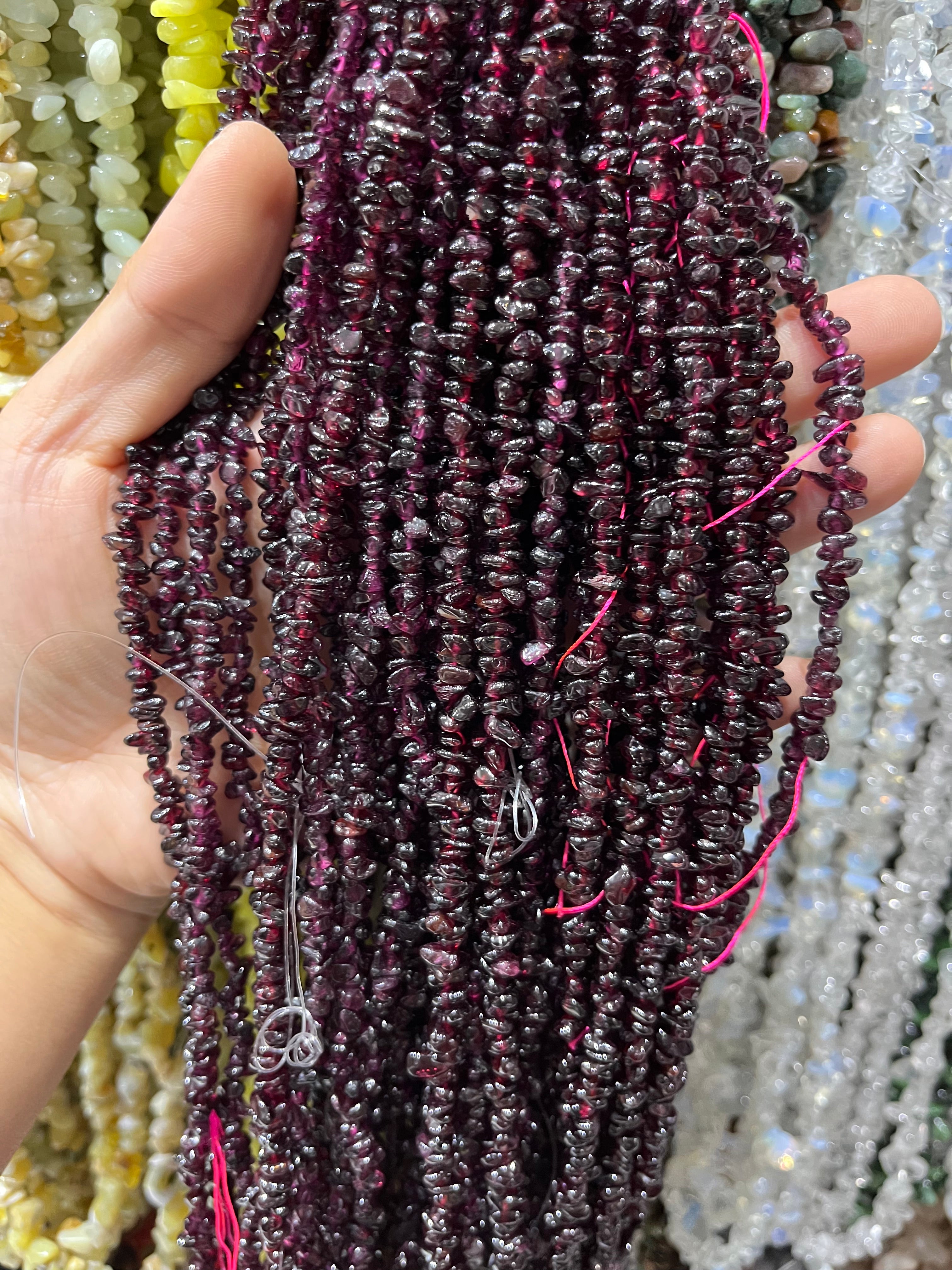 garnet chips beads strand
