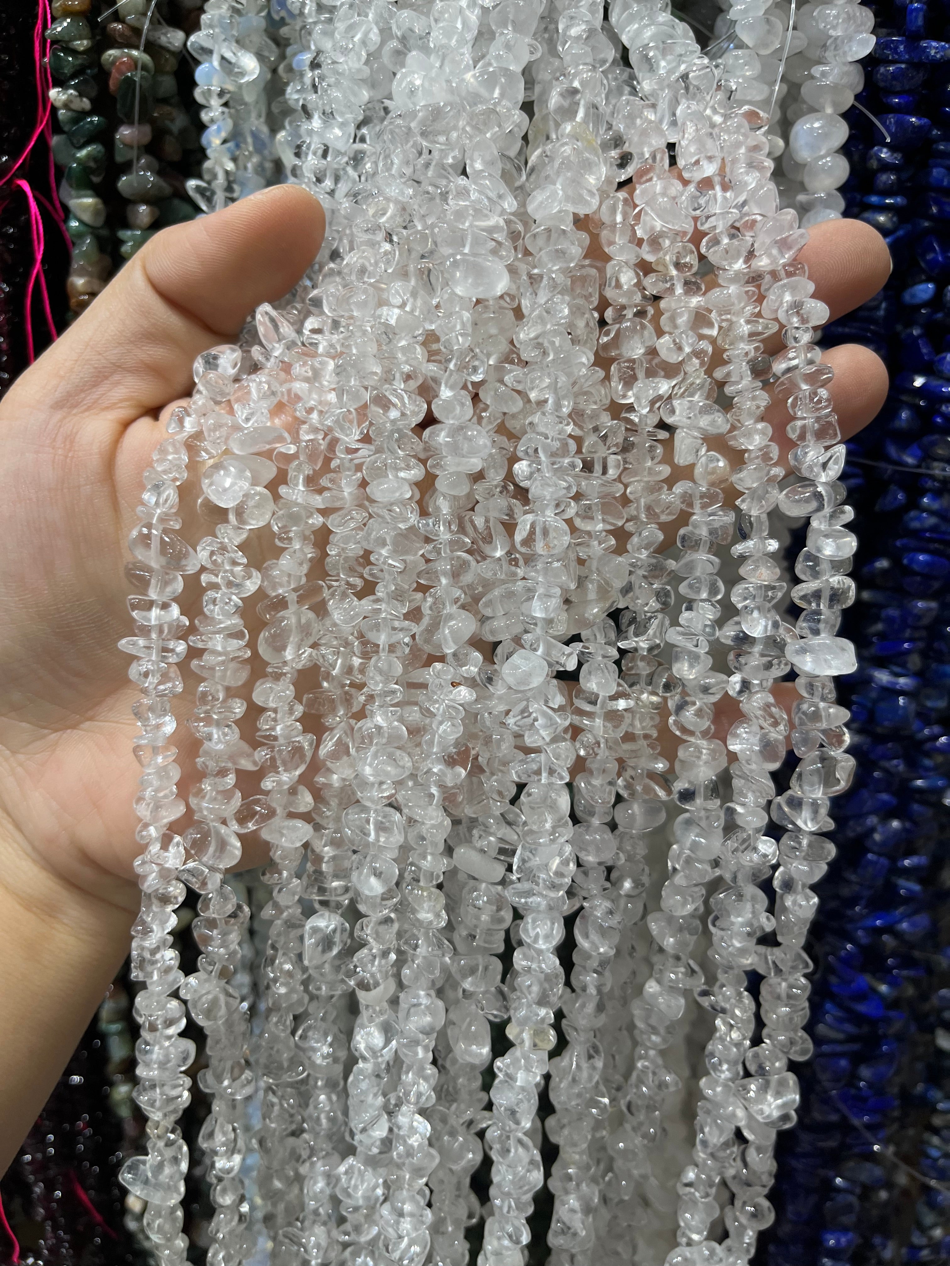 clear quartz chips beads strand