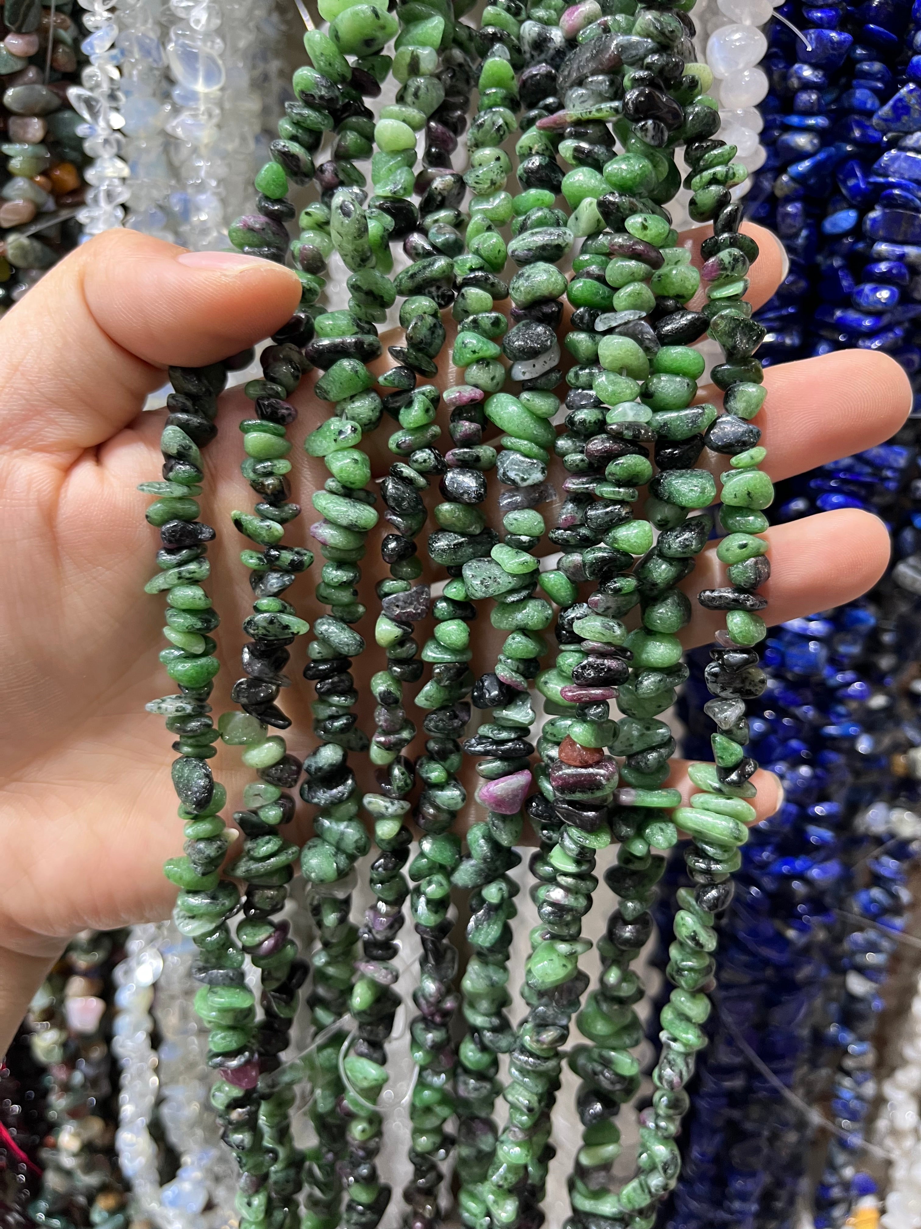 ruby zoisite chips beads strand
