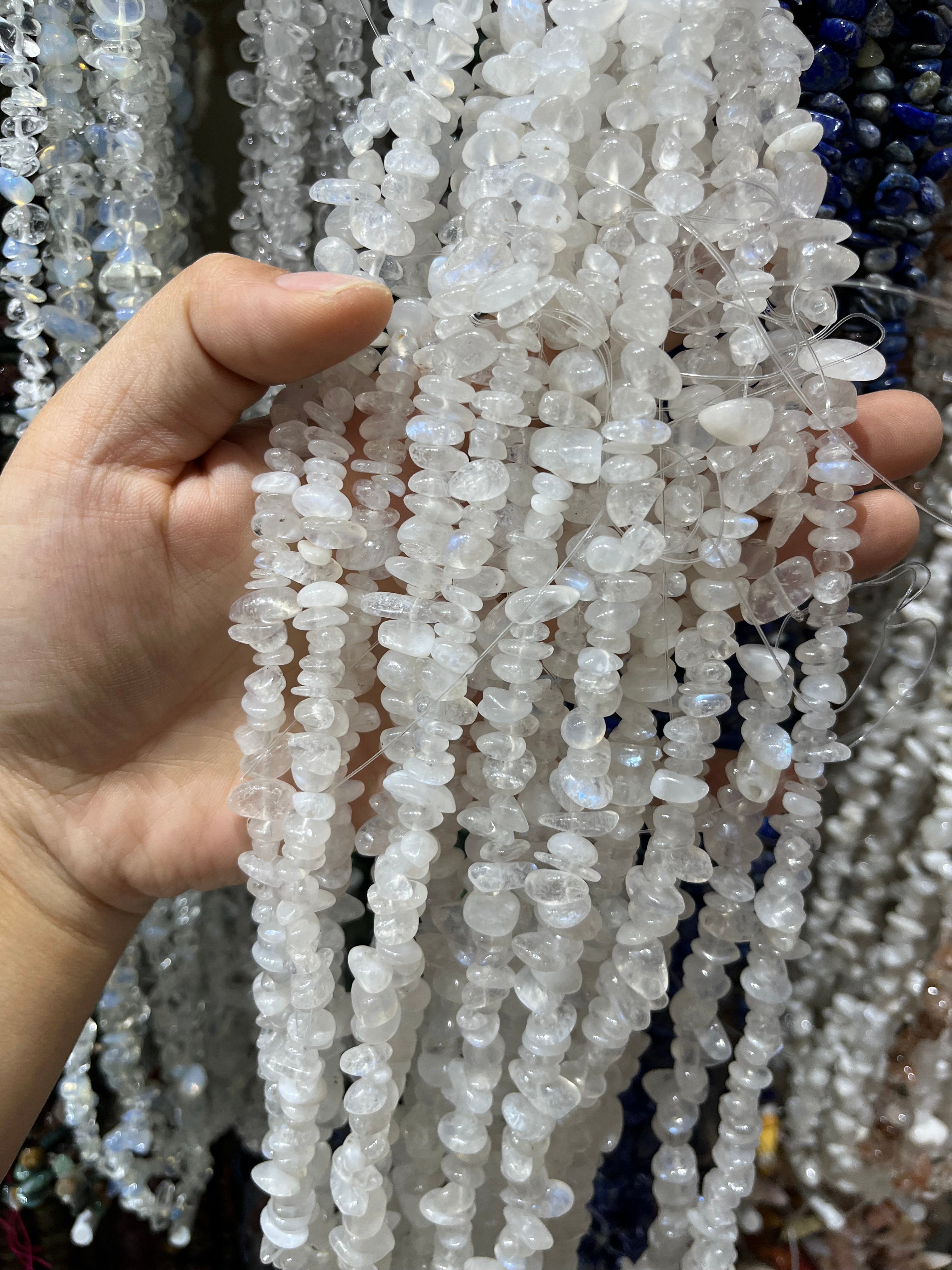 moonstone chips beads strand