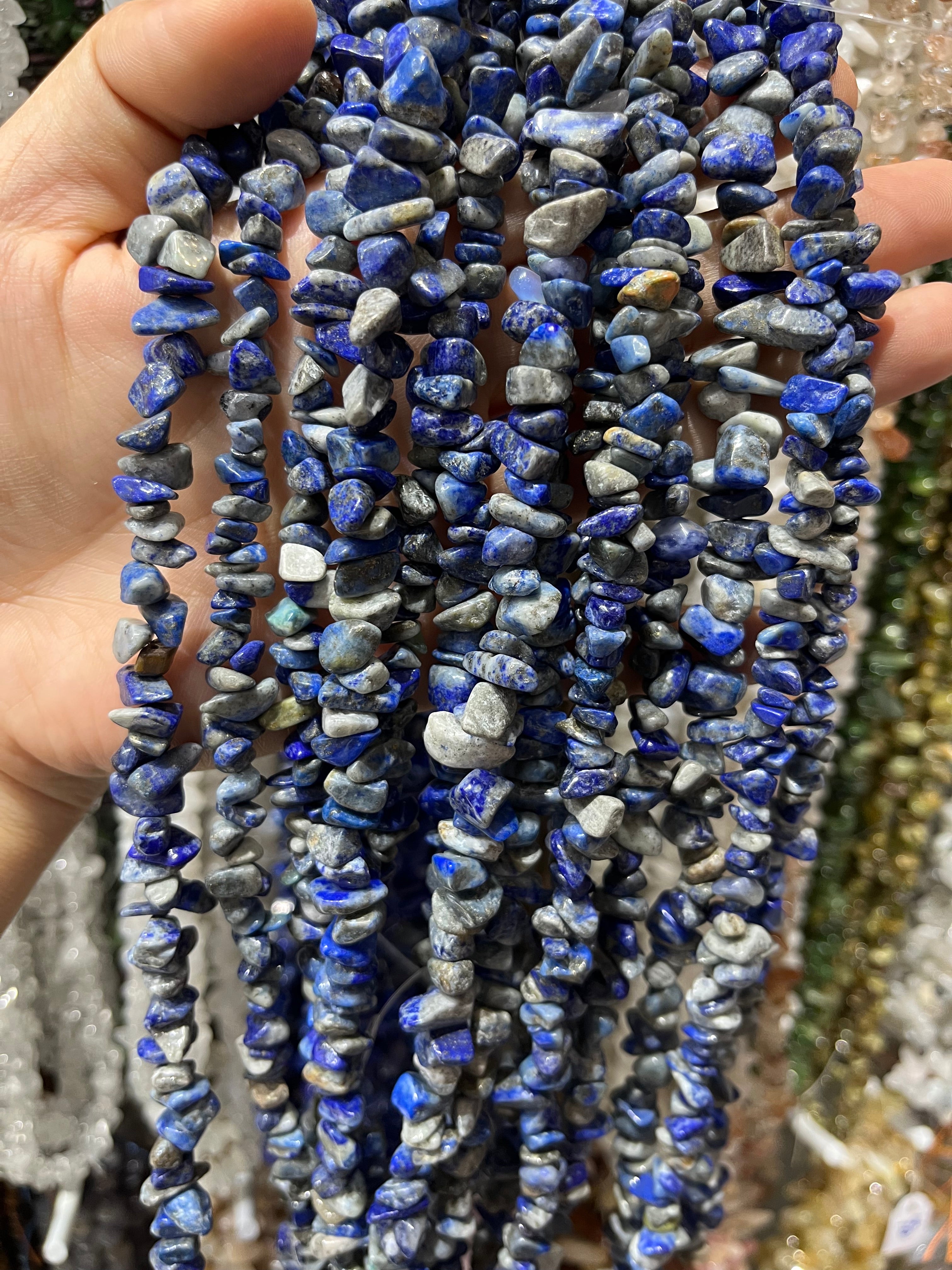 lapis lazuli chips beads strand