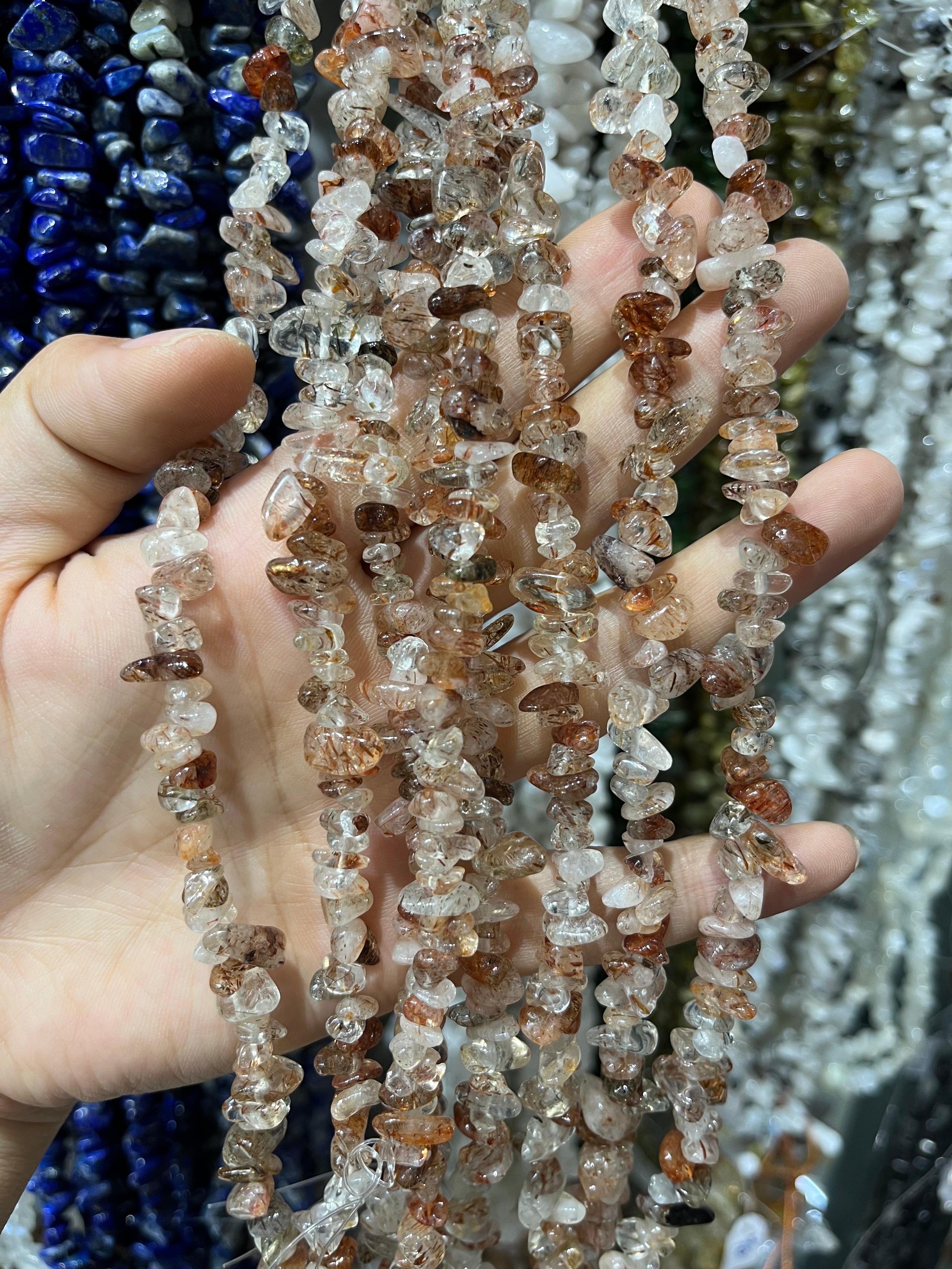 copper rutile chips beads strand