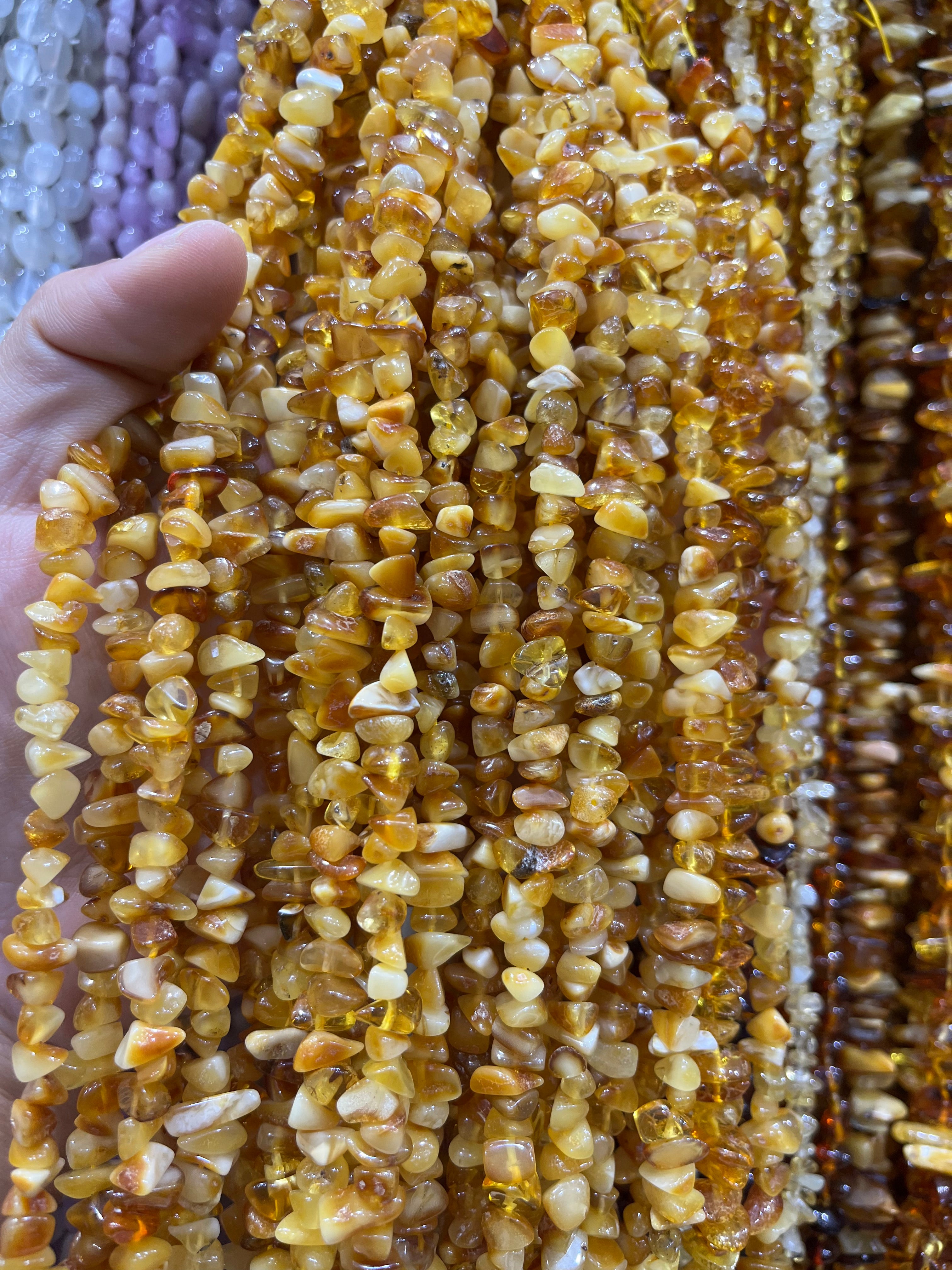 amber chips beads strand