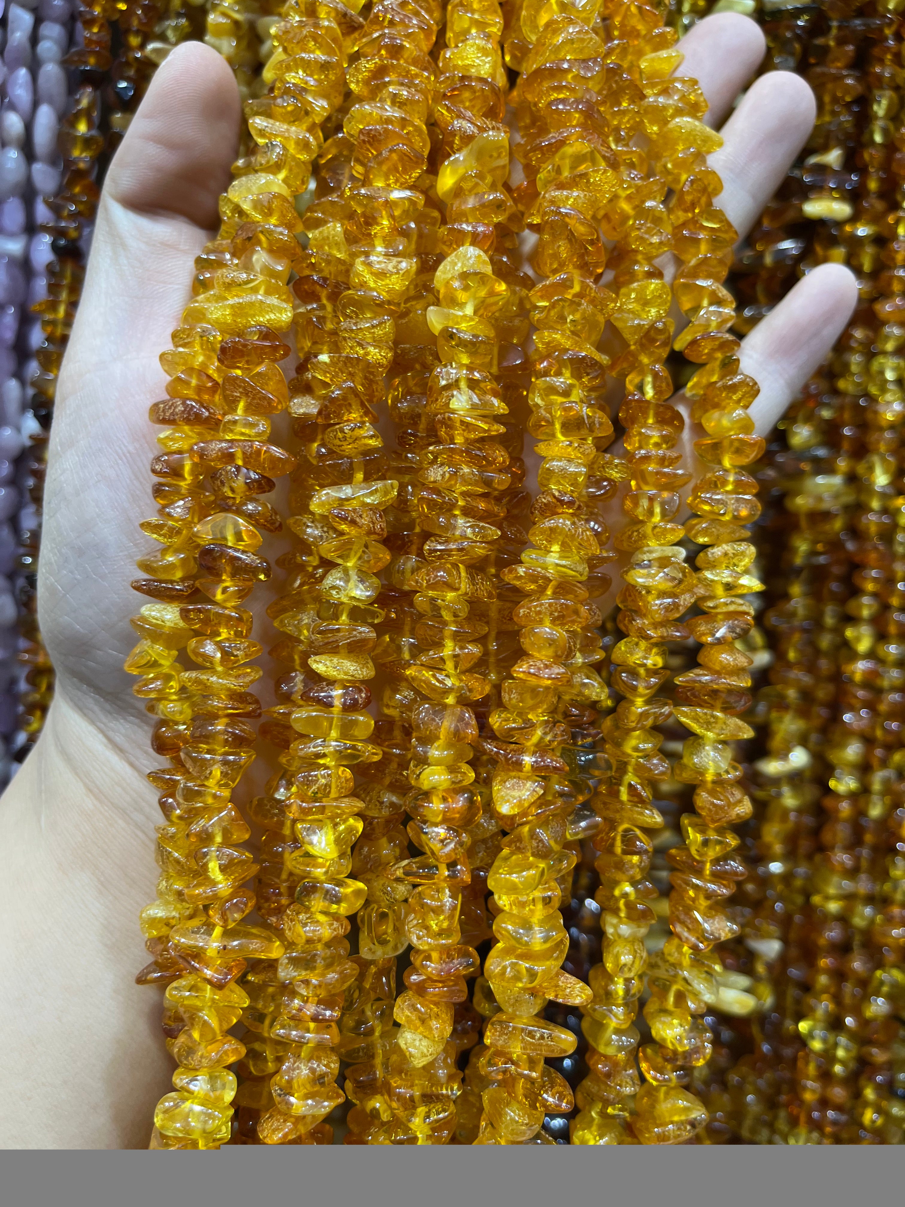 amber chips beads strand