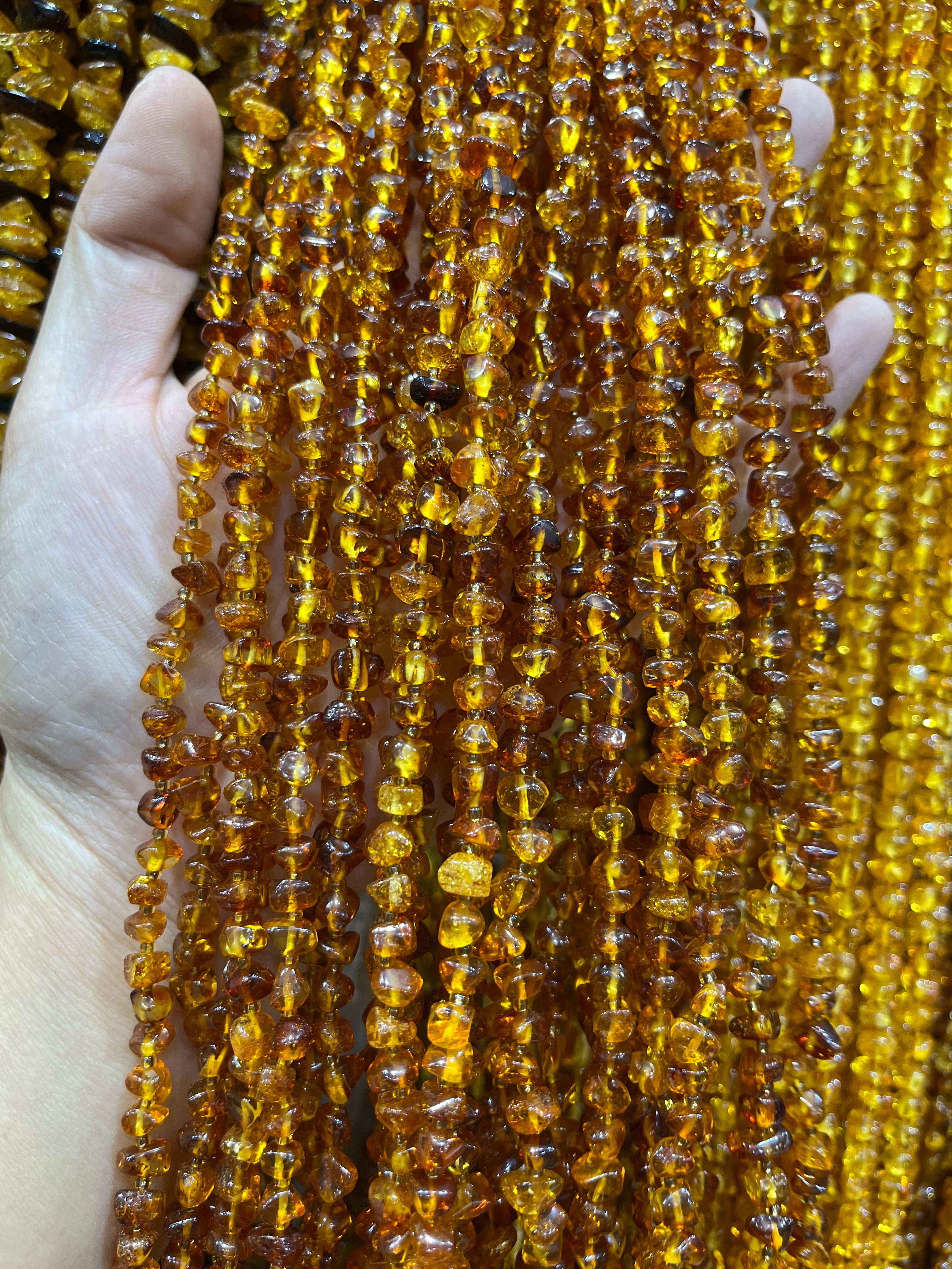 blood amber chips beads strand