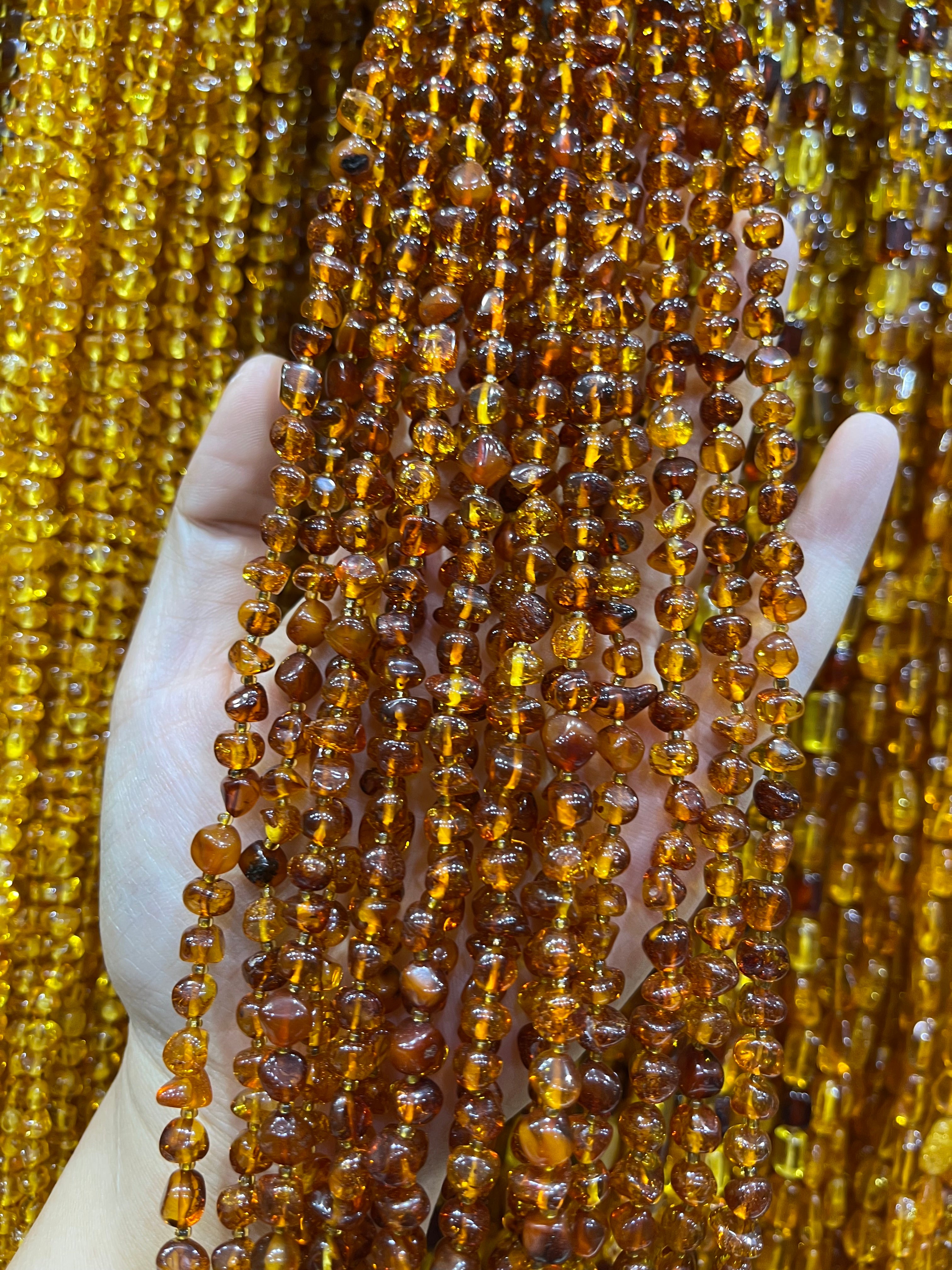 blood amber chips beads strand