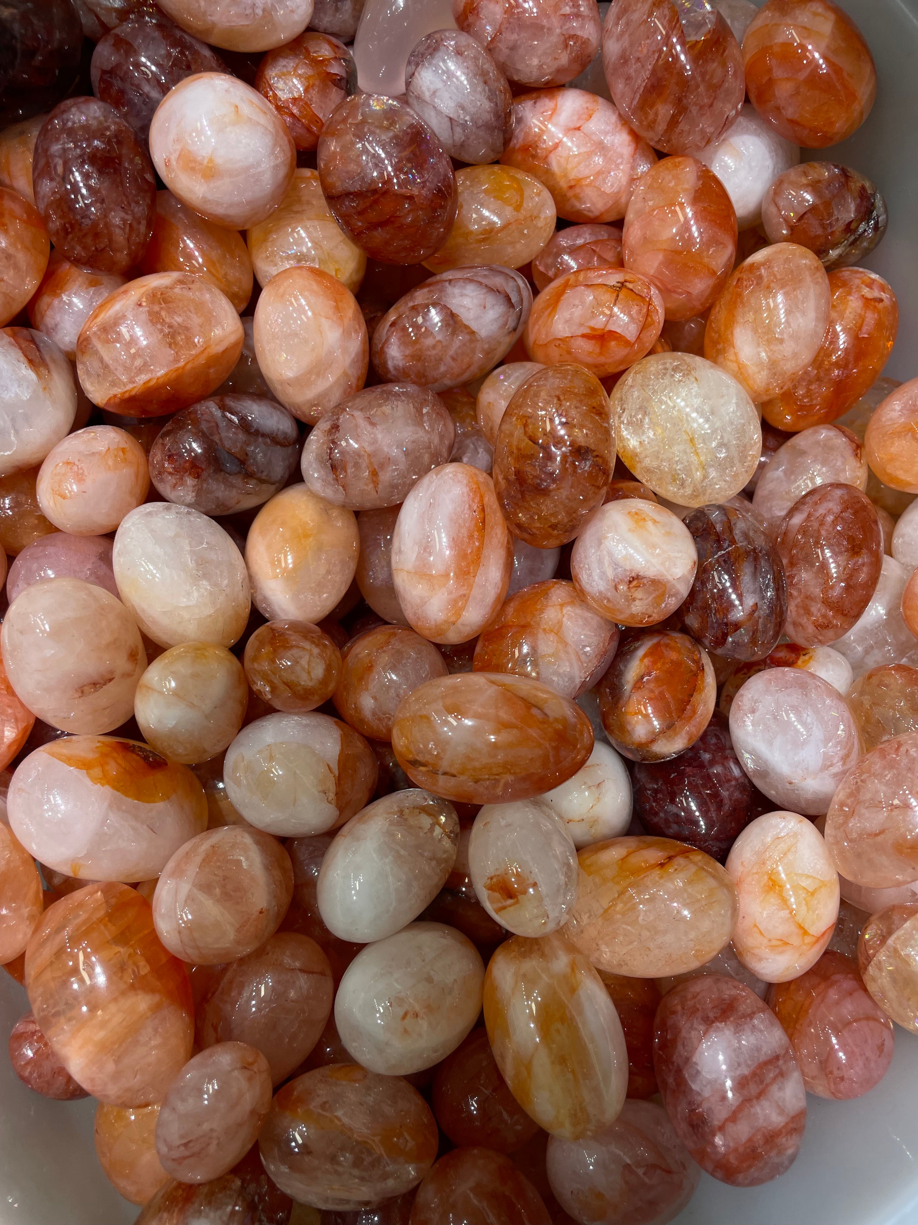 Fire quartz tumbles