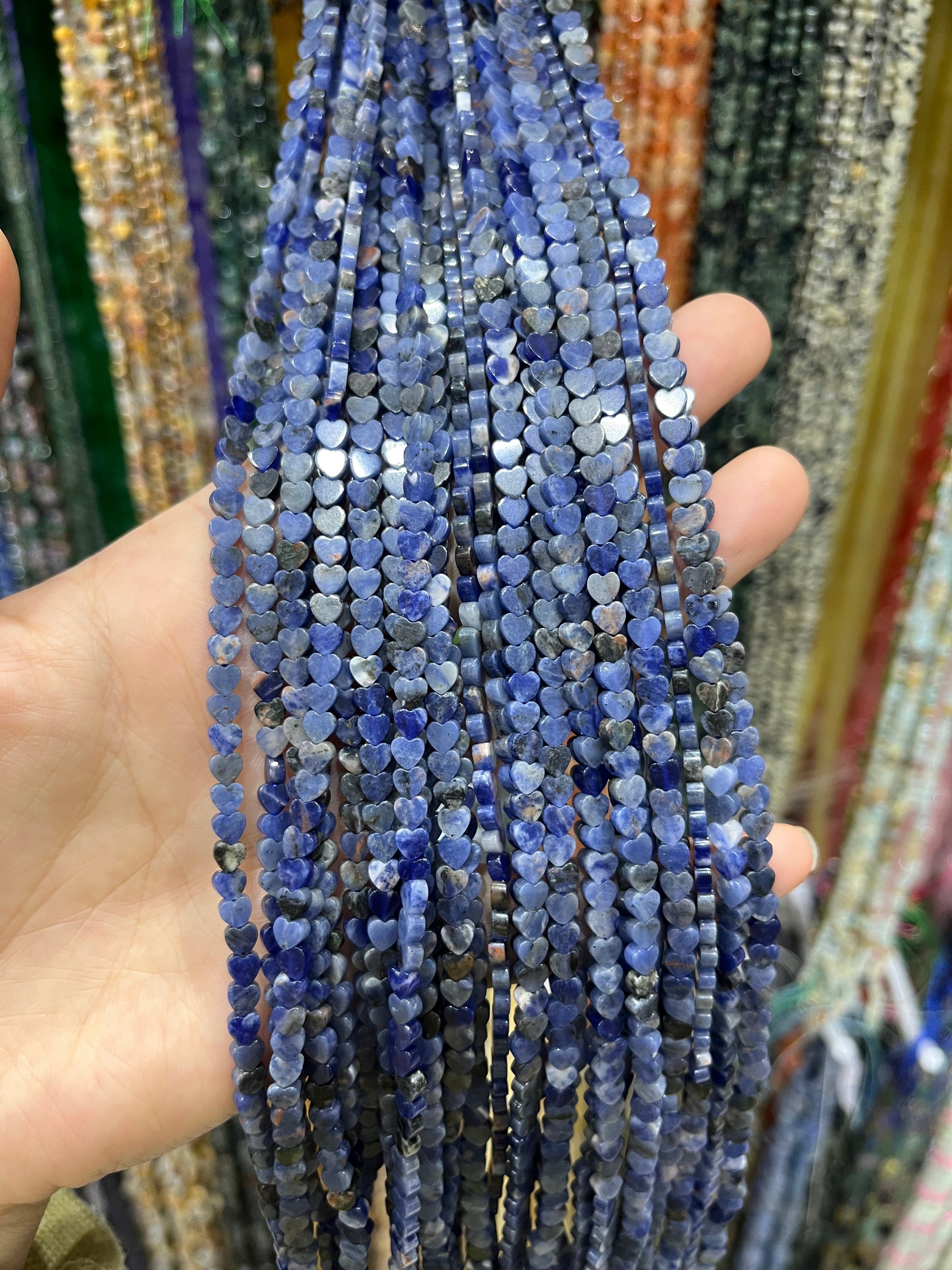 4mm sodalite flat heart beads strand