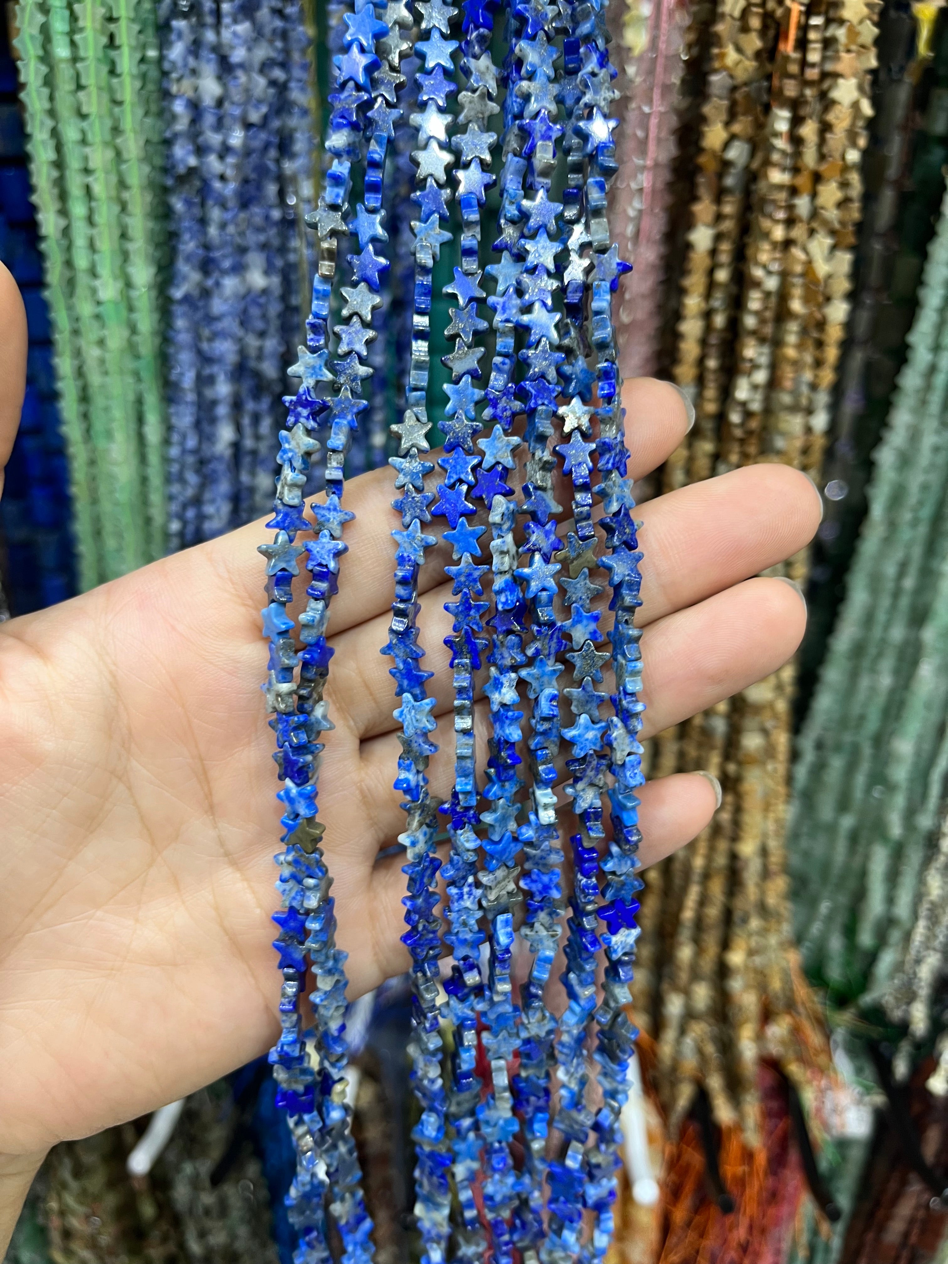 6mm lapis lazuli star beads strand