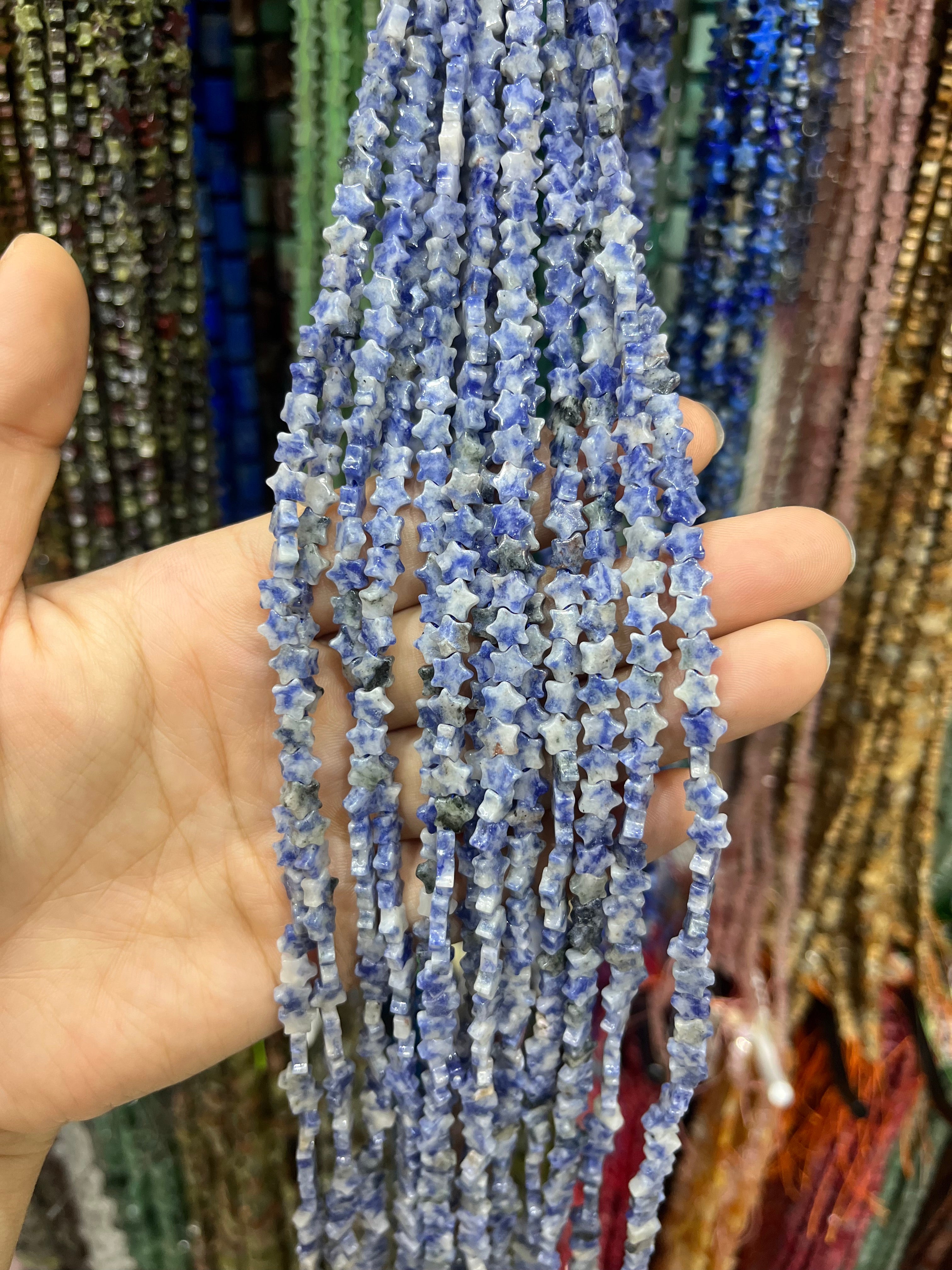 6mm dreamy sodalite star beads strand